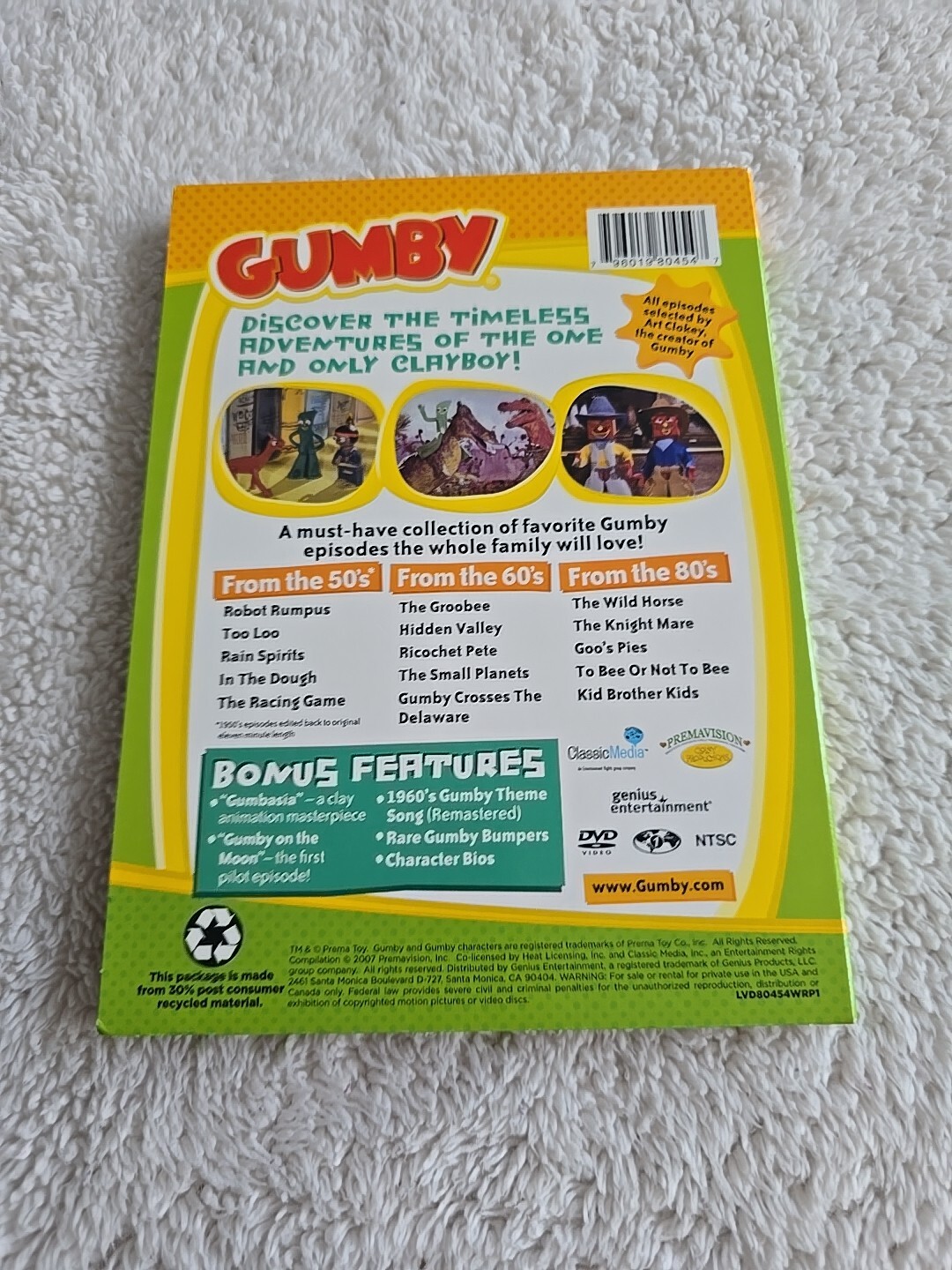 Gumby Essentials – Vol. 1 (DVD, 2007) 15 Episodes Tested 100% Guaranteed VGC