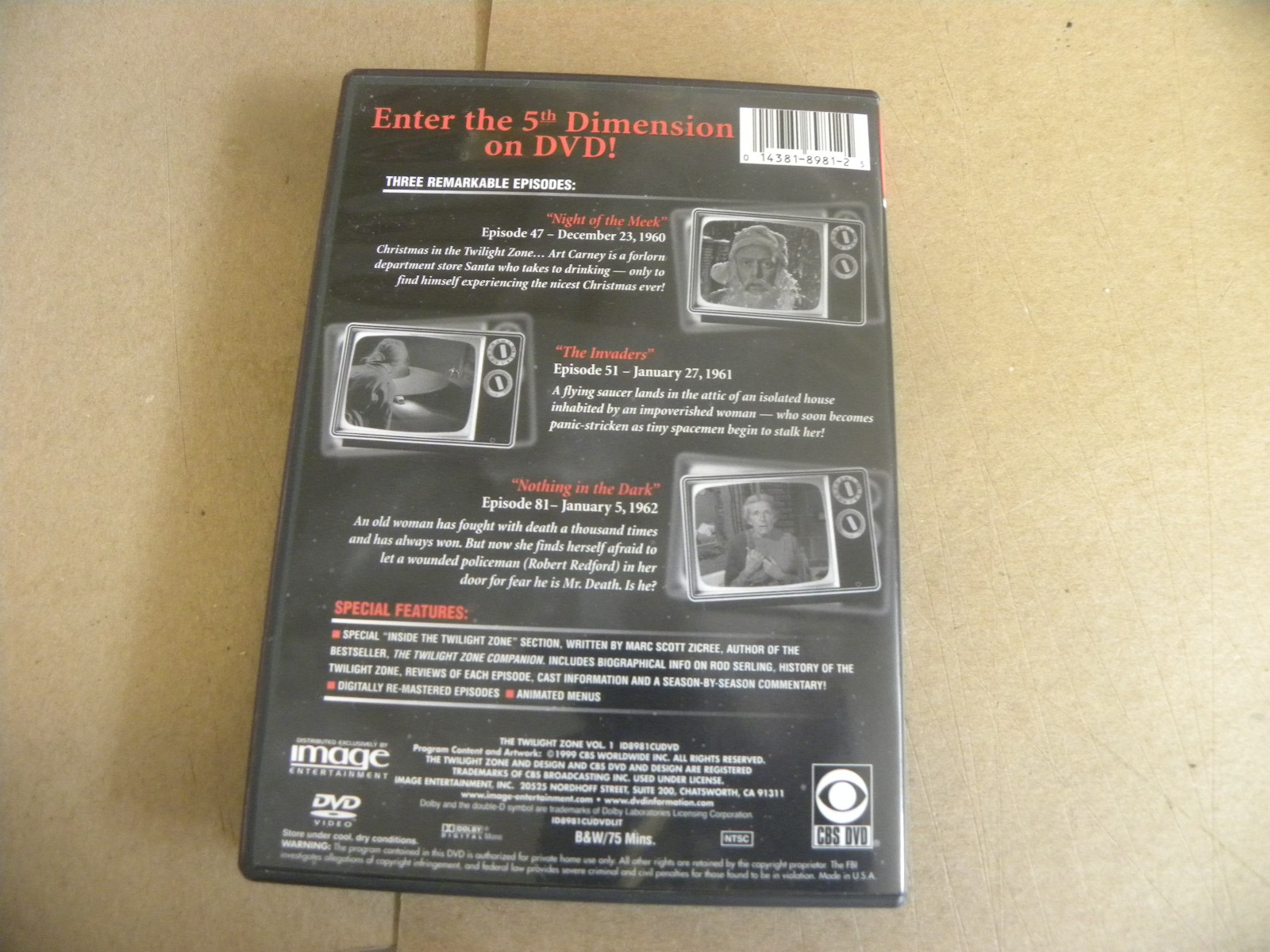 Image 1999 Rod Serling THE TWILIGHT ZONE Vol 1 DVD NM