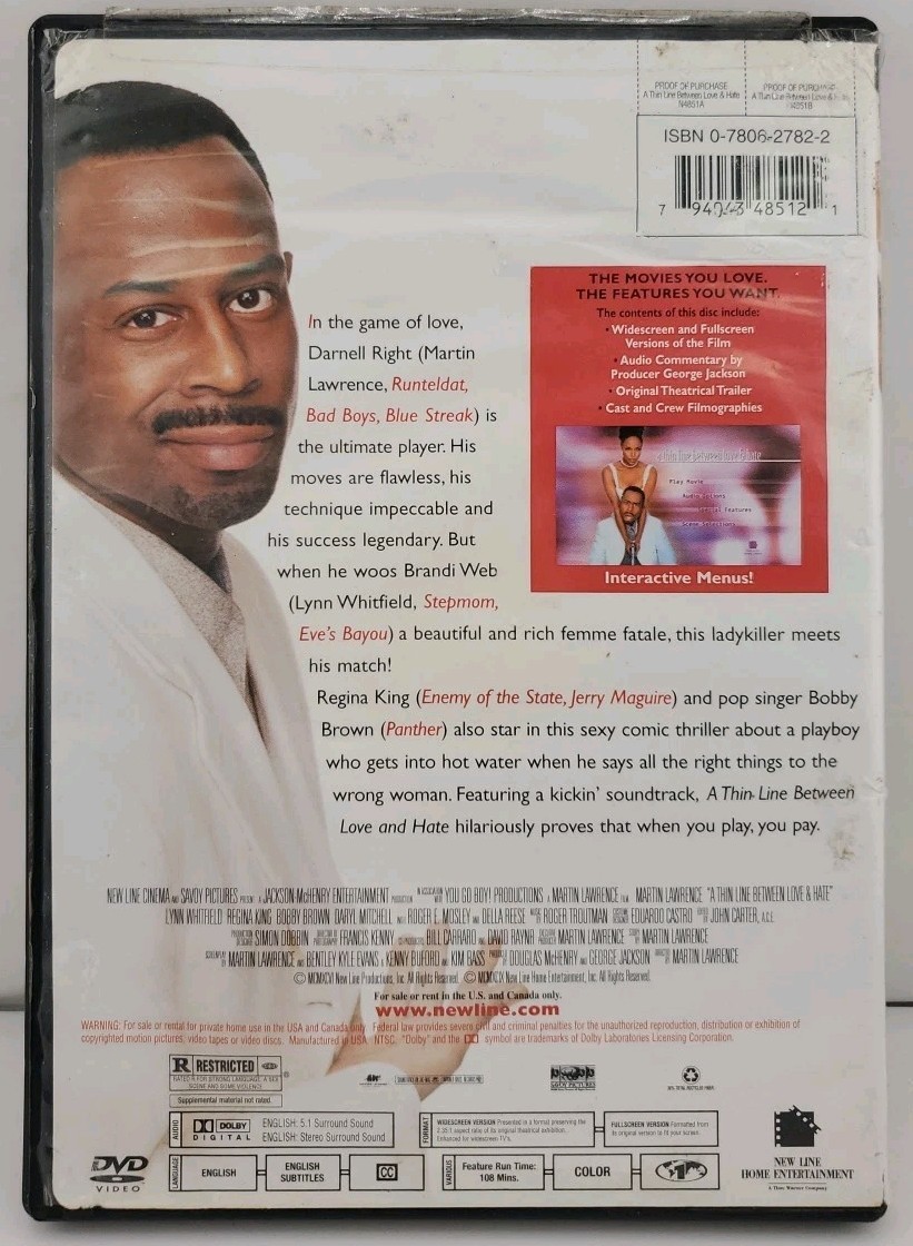 A Thin Line between Love & Hate (DVD, 1996)