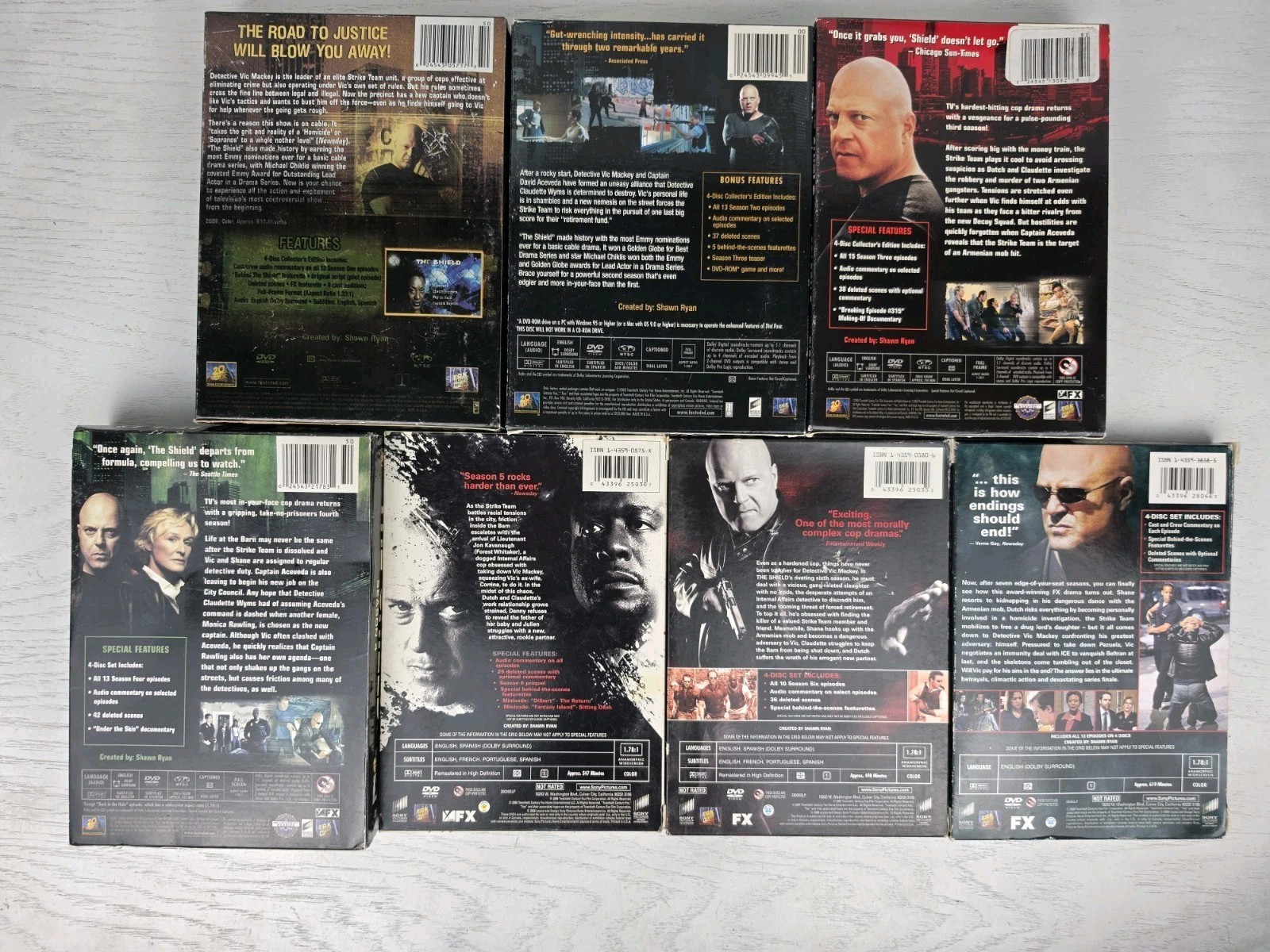 The Shield Complete Series Seasons 1-7 DVD Bundle Lot Michael Chiklis TV Drama