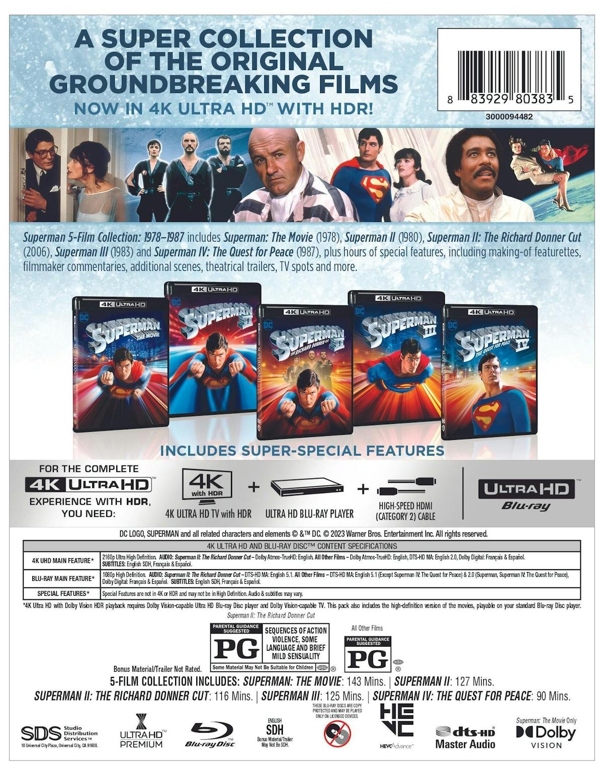 Superman 5-Film Collection 4K UHD Blu-ray NEW