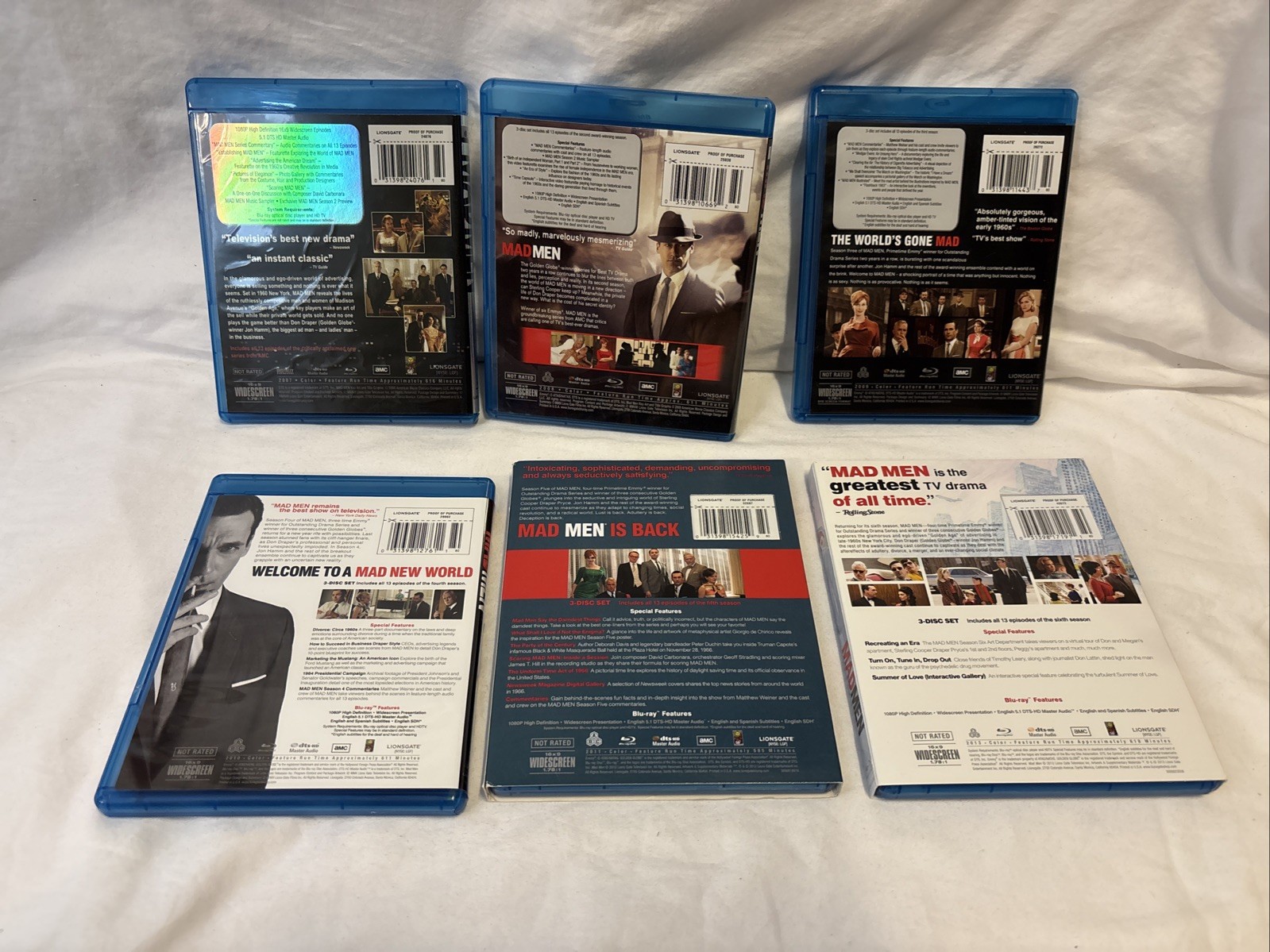 Mad Men Seasons 1-6 Blu ray Blu-ray AMC TV Series 1 2 3 4 5 6 Drama Lot Bundle