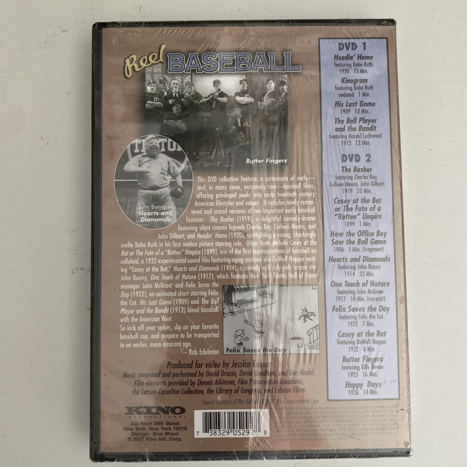 REEL BASEBALL New 2 DVD Set 4 Hrs Baseball Films from Silent Era Kino NEW