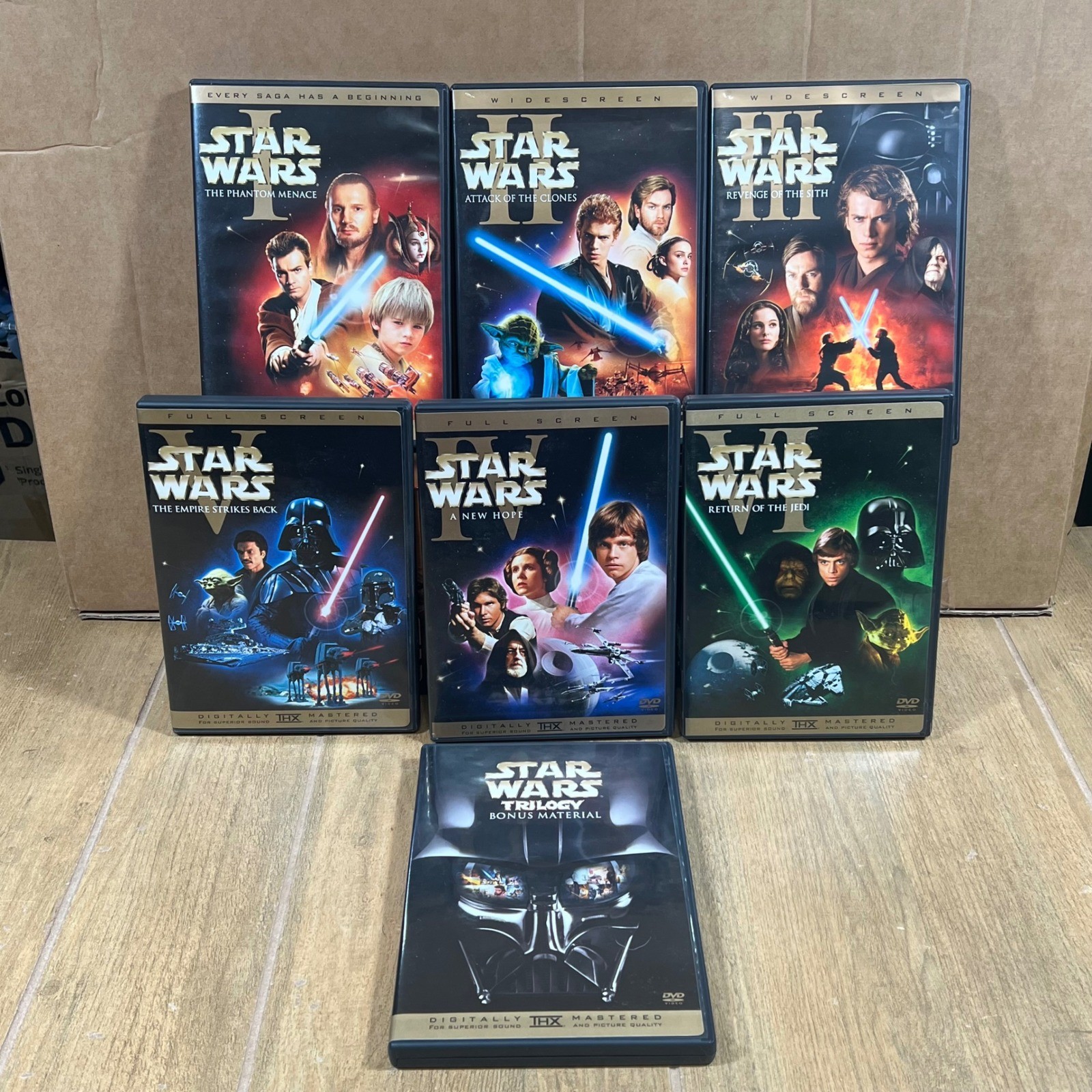 Star Wars DVD Collection Prequel and Original Trilogy Rare Gold Box Set with 1-3
