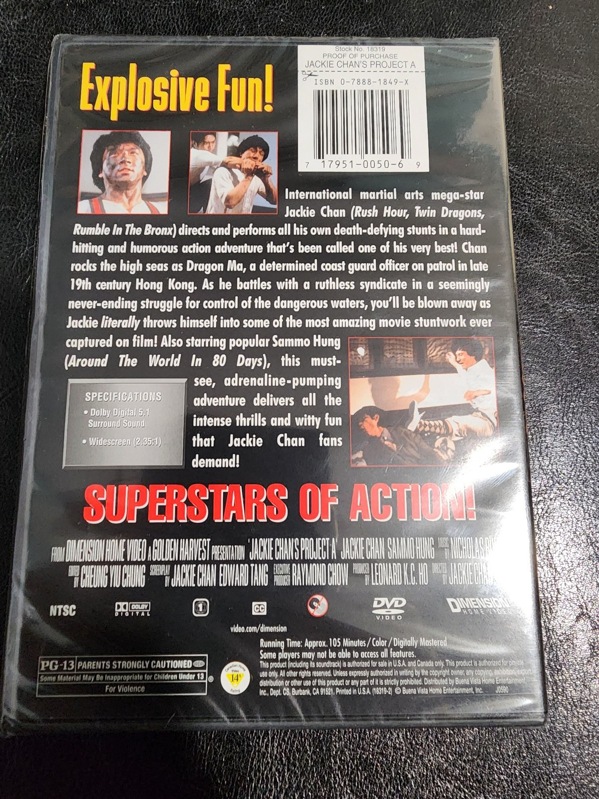 Project A (DVD, 2000) Jackie Chan, Sammo Hung Nonstop Action NEW!