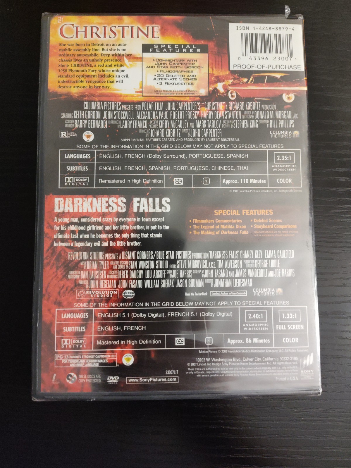 Christine / Darkness Falls DVD Horror R 110 min + Commentary Columbia Pictures