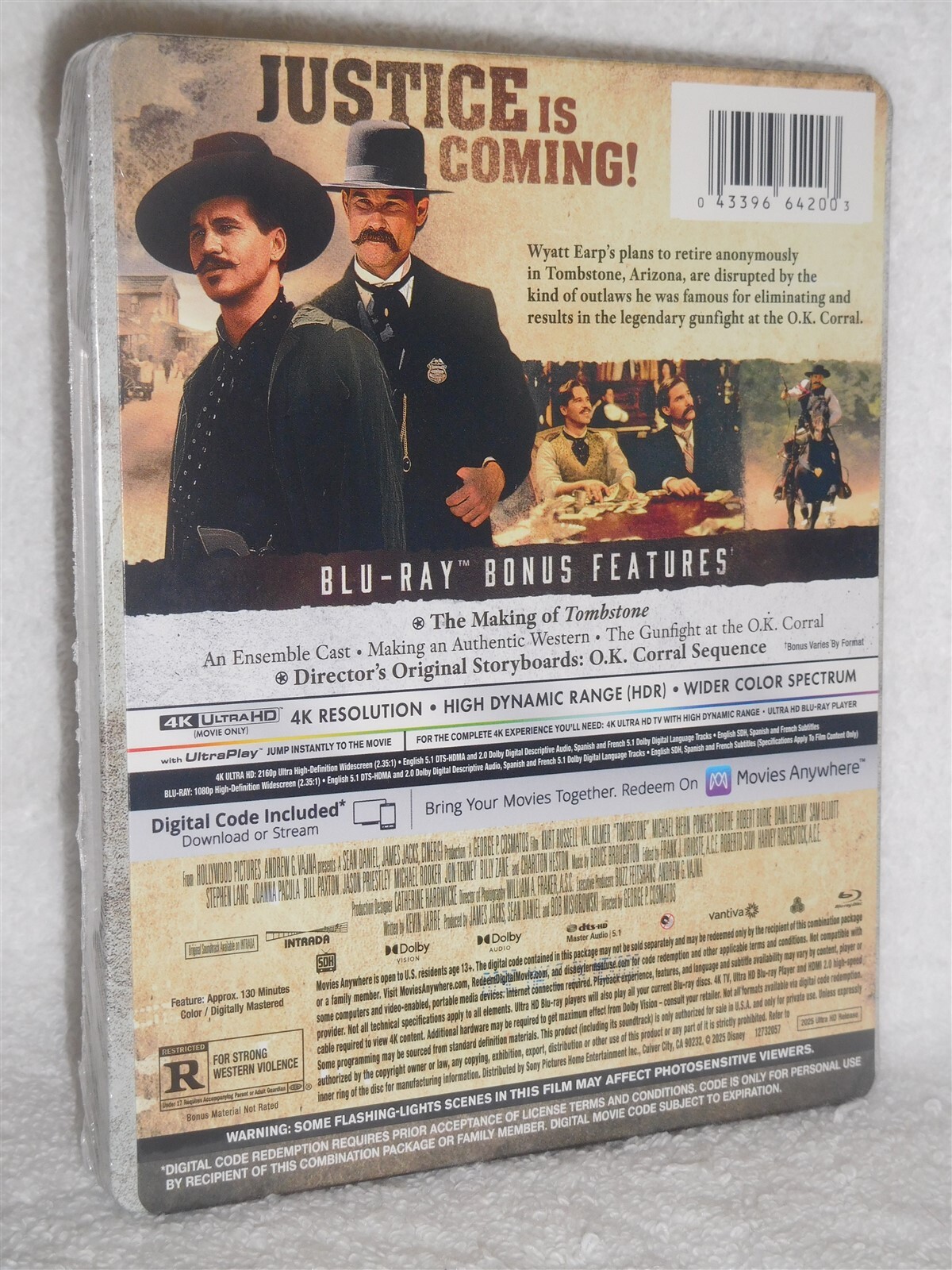 Tombstone (4K/Blu-ray, 2025, STEELBOOK) Kurt Russell Val Kilmer western action