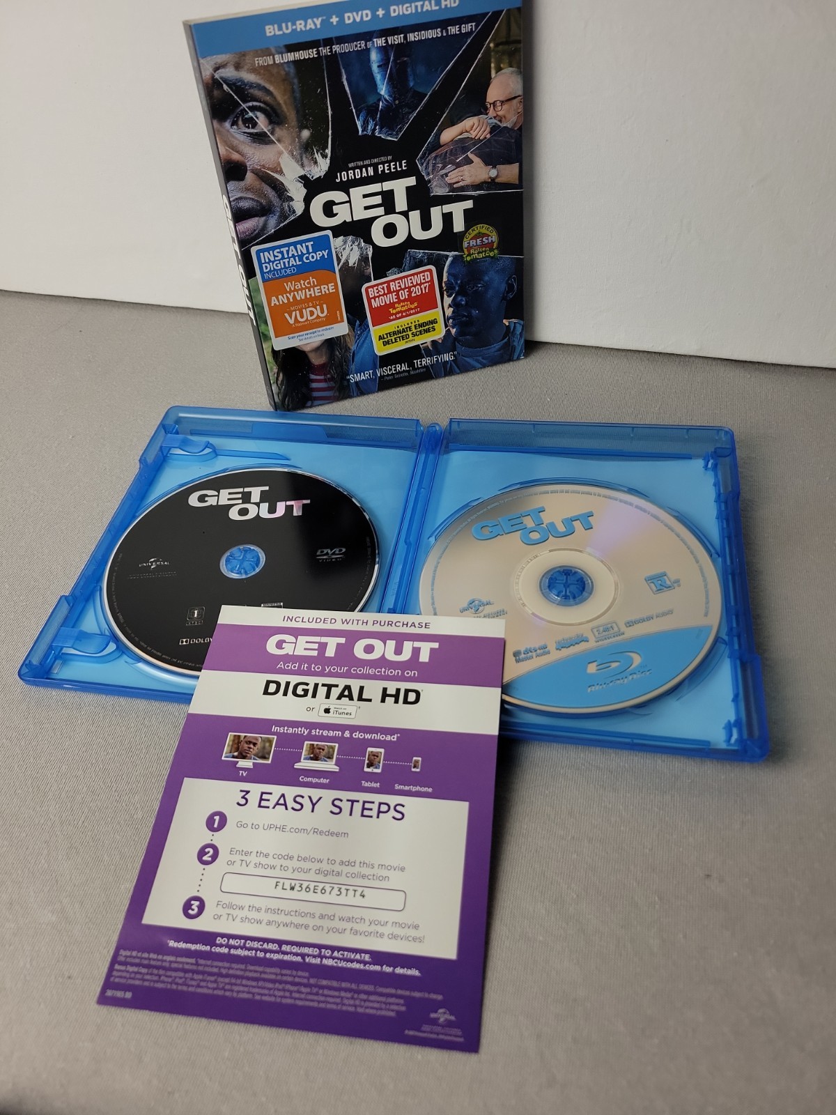 Get Out Blu-ray + DVD + Digital HD Daniel Kaluuya Jordan Peele Movie 2017