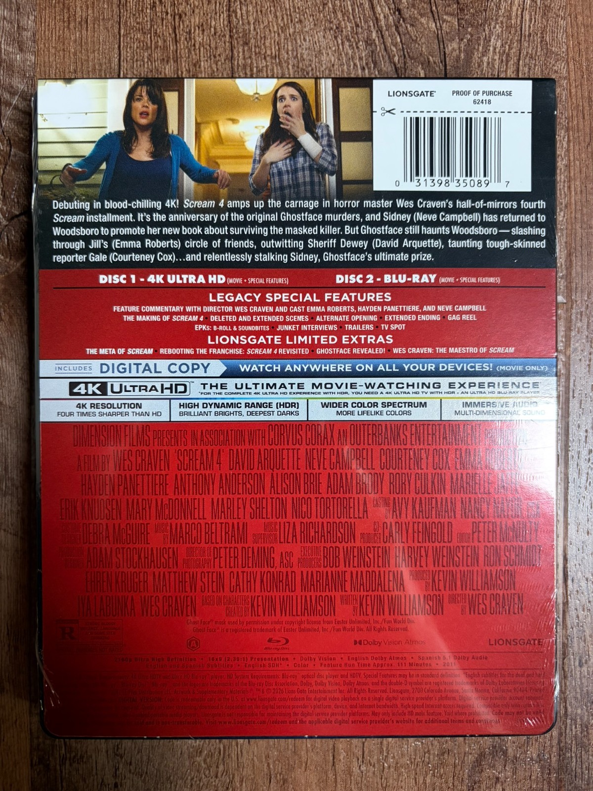 Scream 4 w. Steelbook (4K UHD + Blu-ray + Digital, 2011, Region Free) *NEW*