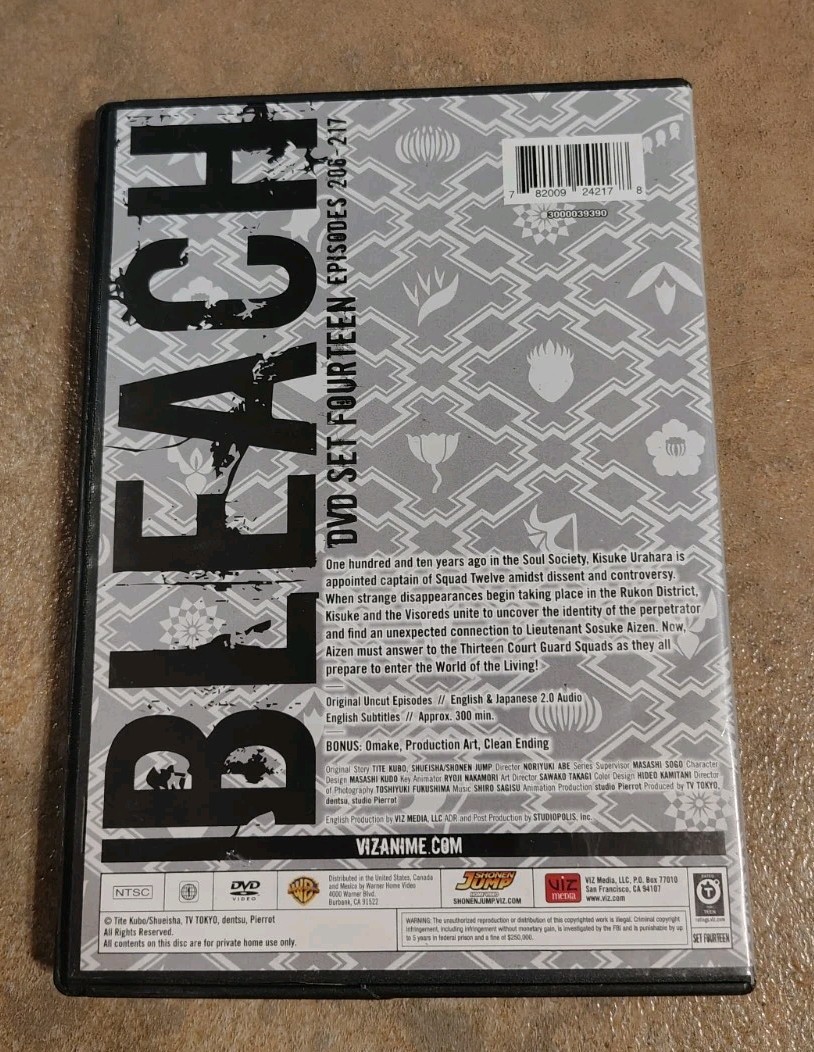 Bleach: Uncut Set 14 (DVD) 3 Disc Set Episodes 206-217