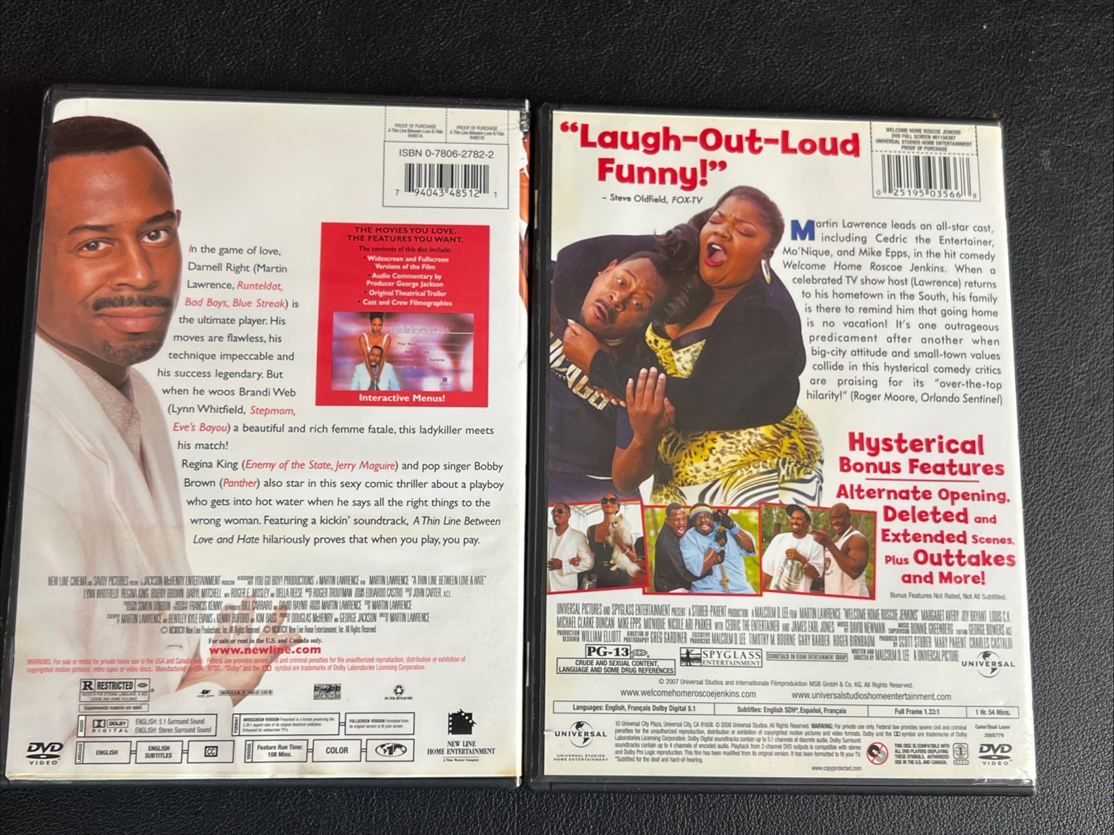A Thin Line between Love & Hate & Welcome Home Roscoe Jenkins (DVD Lot)