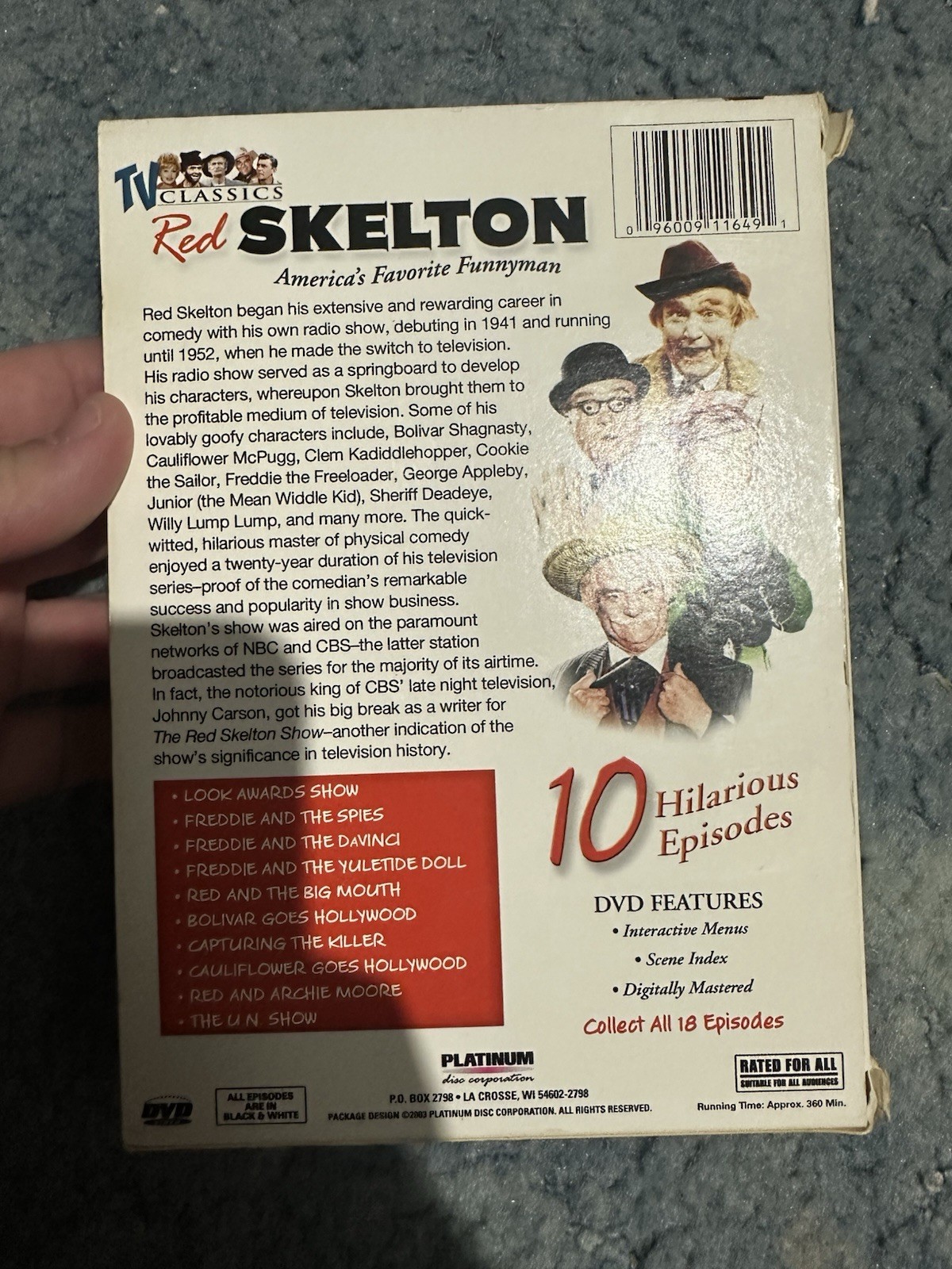 TV Classics: Red Skelton 2-Disc DVD Set Black & White Full Screen 360 min