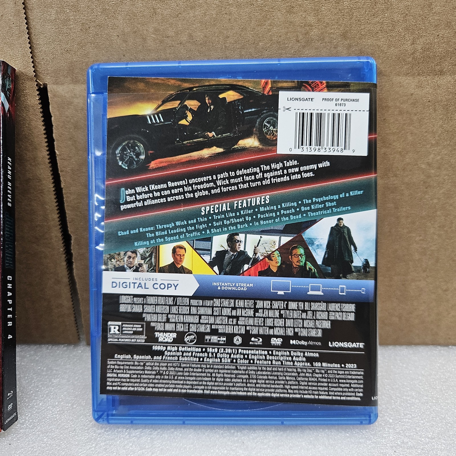John Wick Chapter 4 Blu-ray DVD Digital Copy Keanu Reeves Lionsgate R 2023