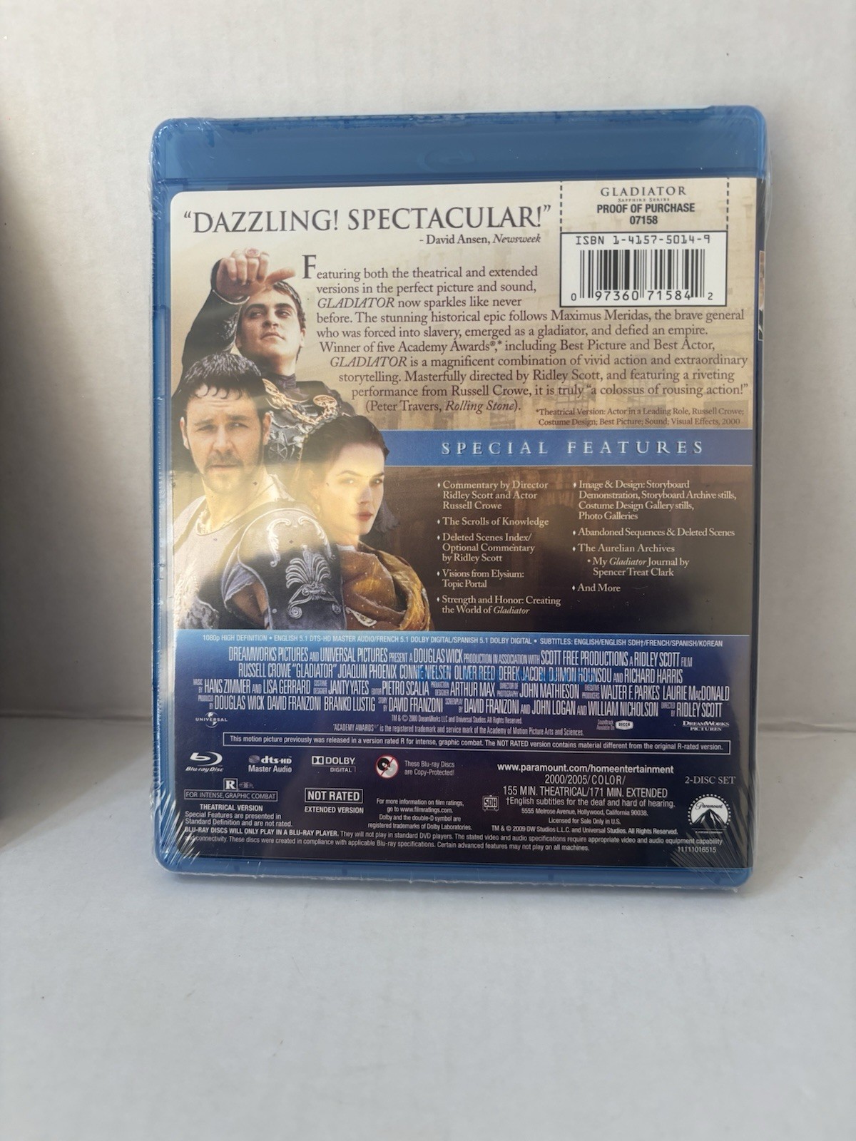 Gladiator Sapphire Series Blu Ray Brand New Factory Sealed with Slipcover
