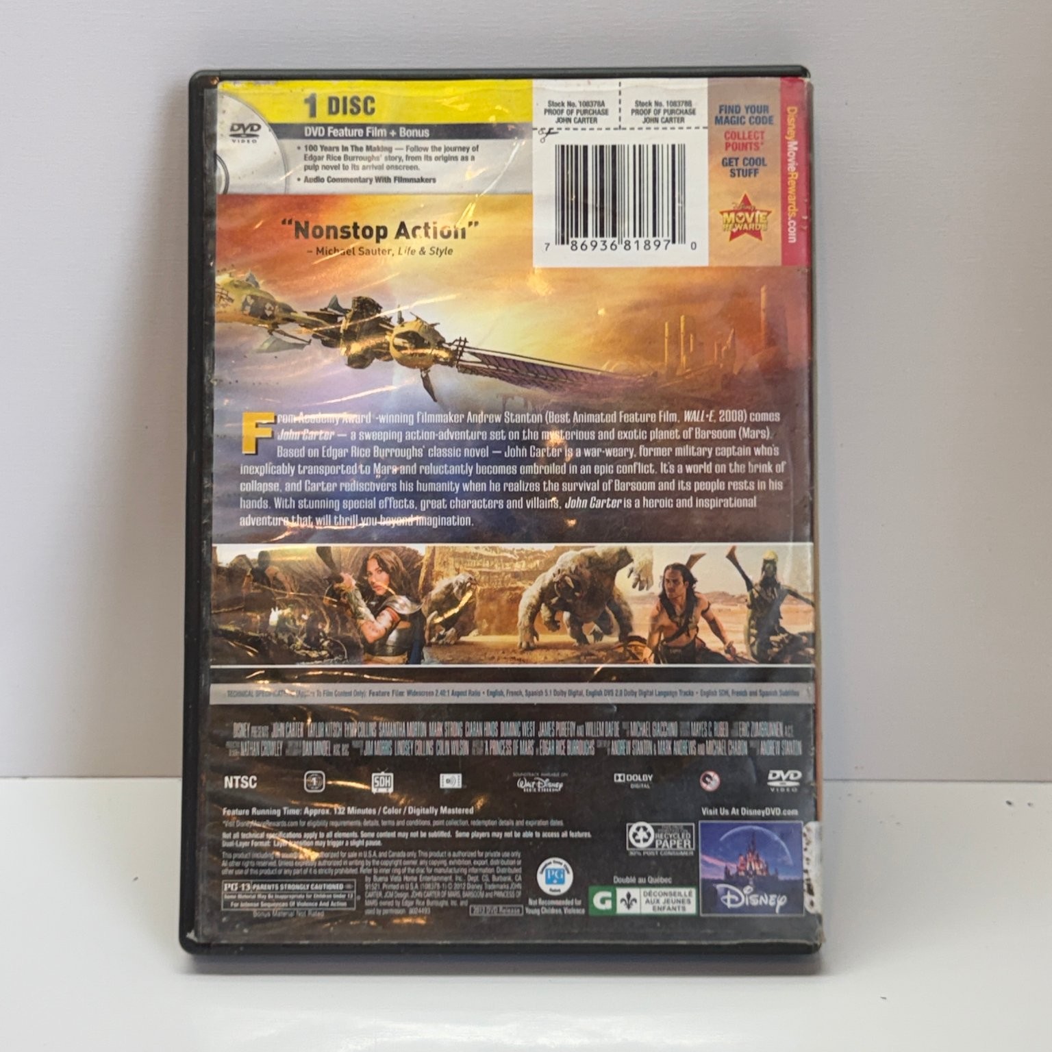 John Carter DVD 2012 Disney Andrew Stanton Director Sci-Fi Action Adventure