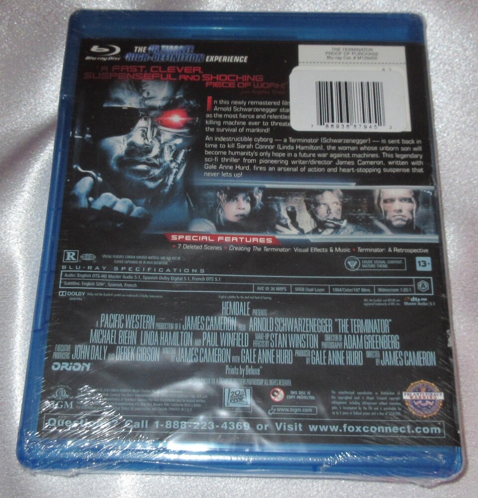 The Terminator (1984) Blu-ray (New) James Cameron Sci-Fi Classic Schwarzenegger