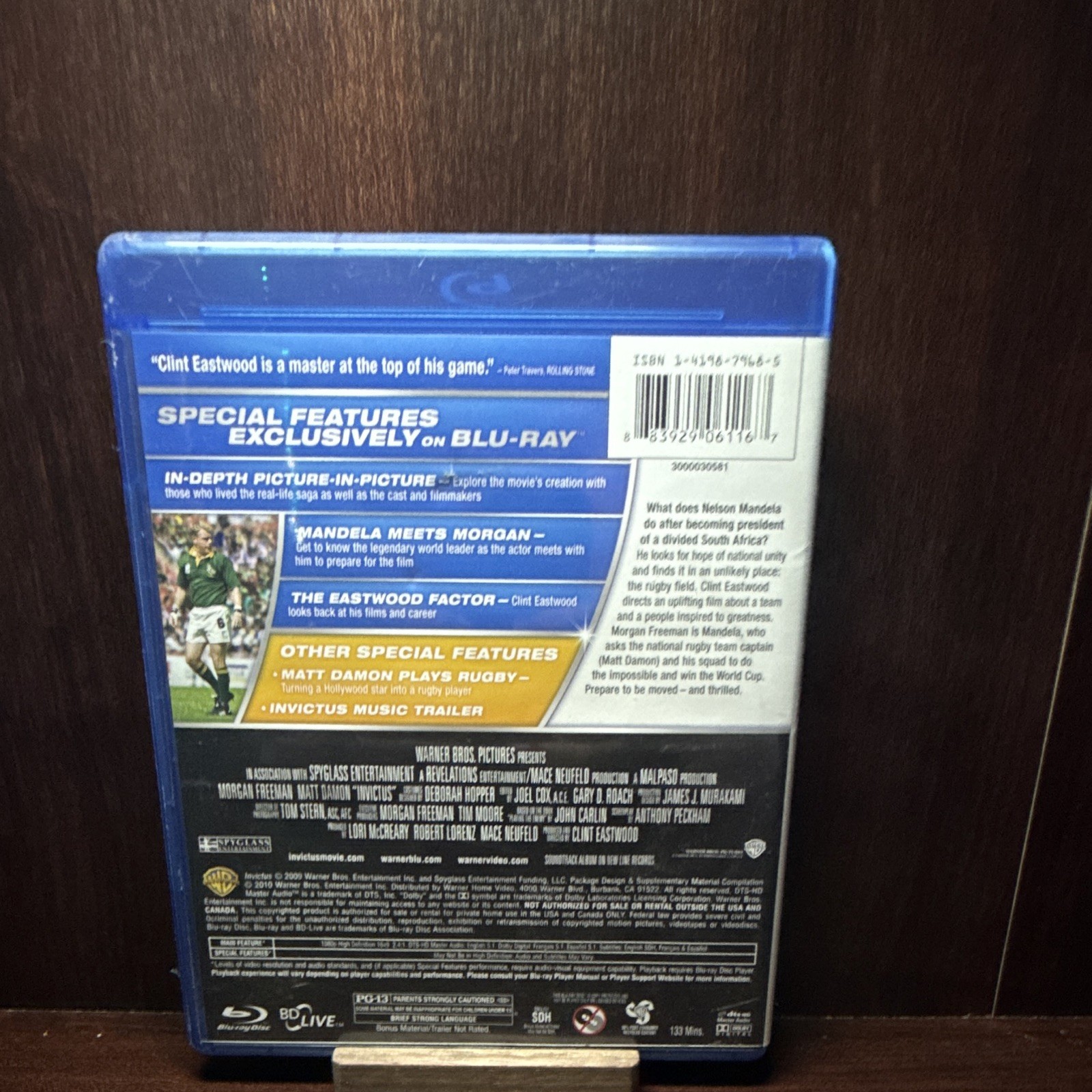 Warner Bros. Invictus (2009) Blu-ray PG-13 134min Eastwood Freeman Damon