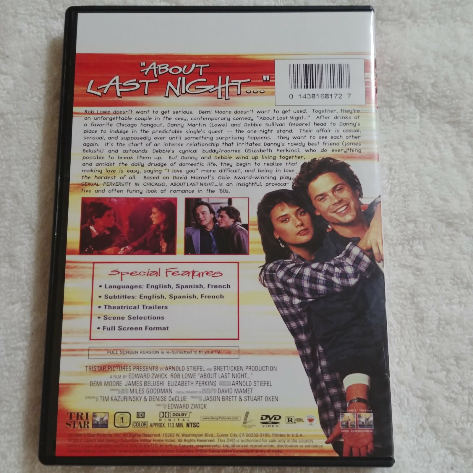 About Last Night… (DVD, 2003, R, Full Screen, 113 minutes)