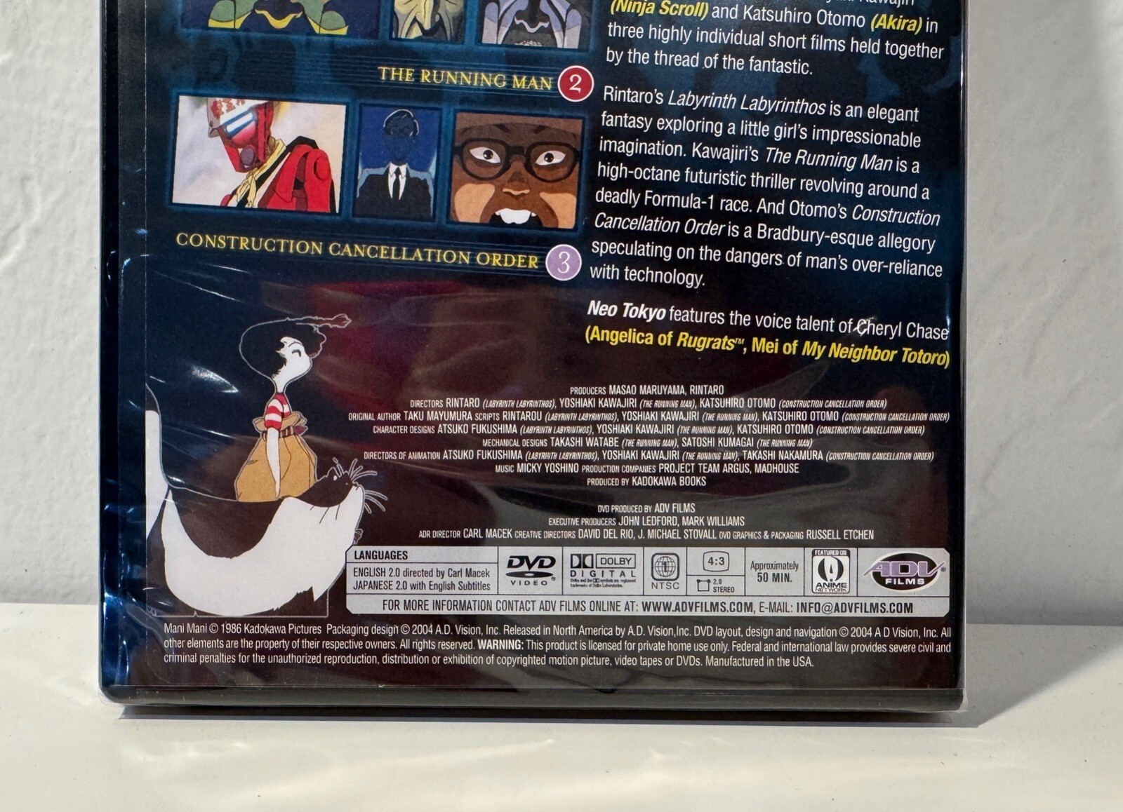 Neo Tokyo Rare OOP DVD Anime Manga ADV Films Rintaro Kawajiri Otomo Akira NEW