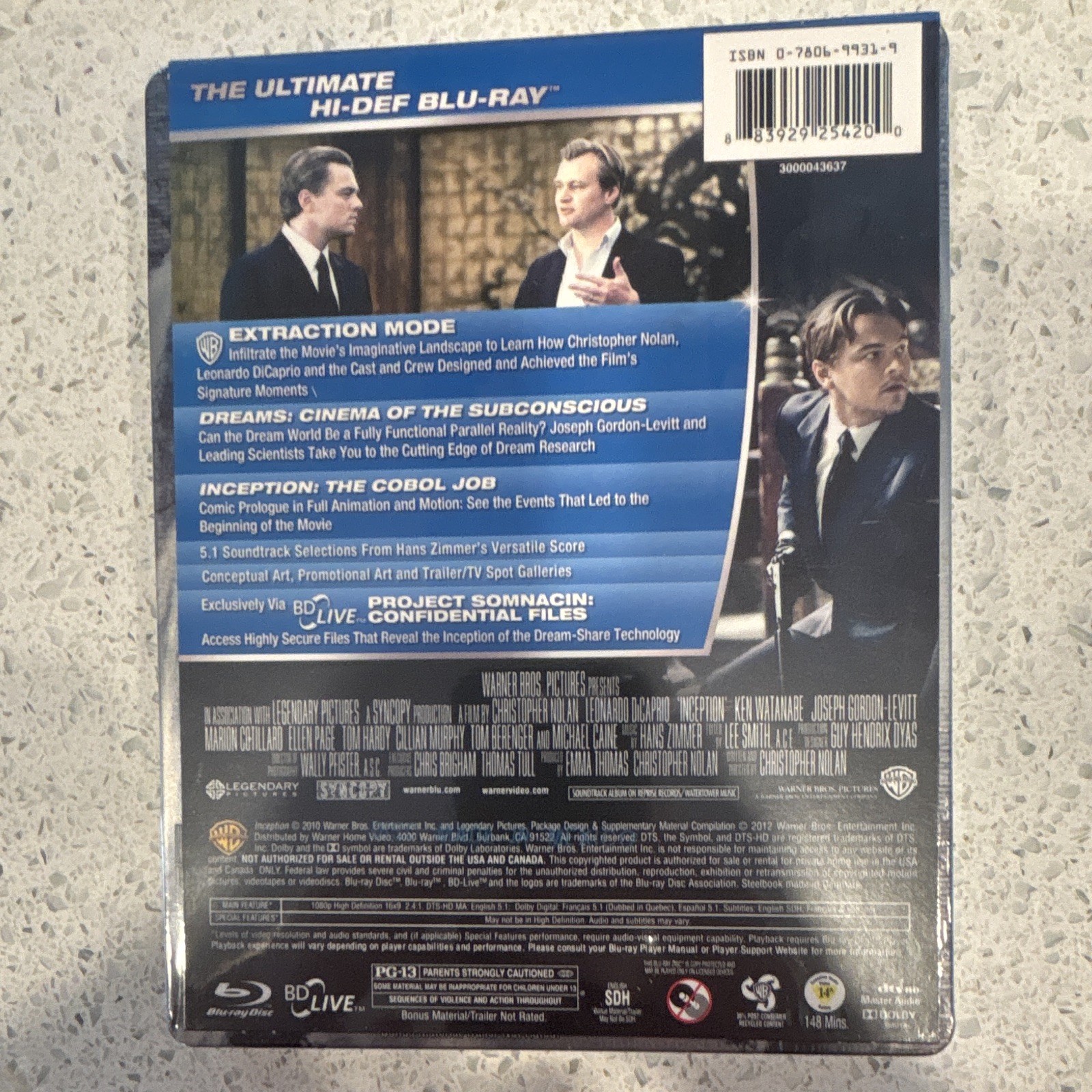 Inception Steelbook Blu-ray Disc Christopher Nolan Leonardo DiCaprio Sealed