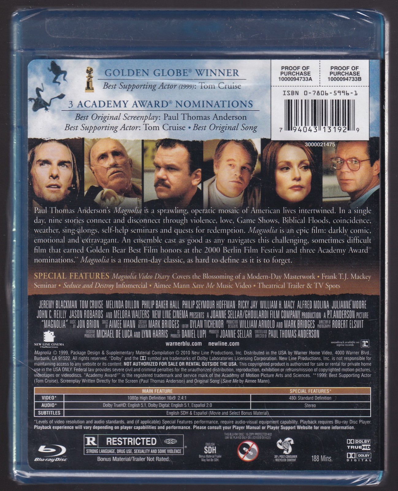 Magnolia – Bluray 1999 – Tom Cruise, Jason Robards, Julianne Moore NEW (B-115)