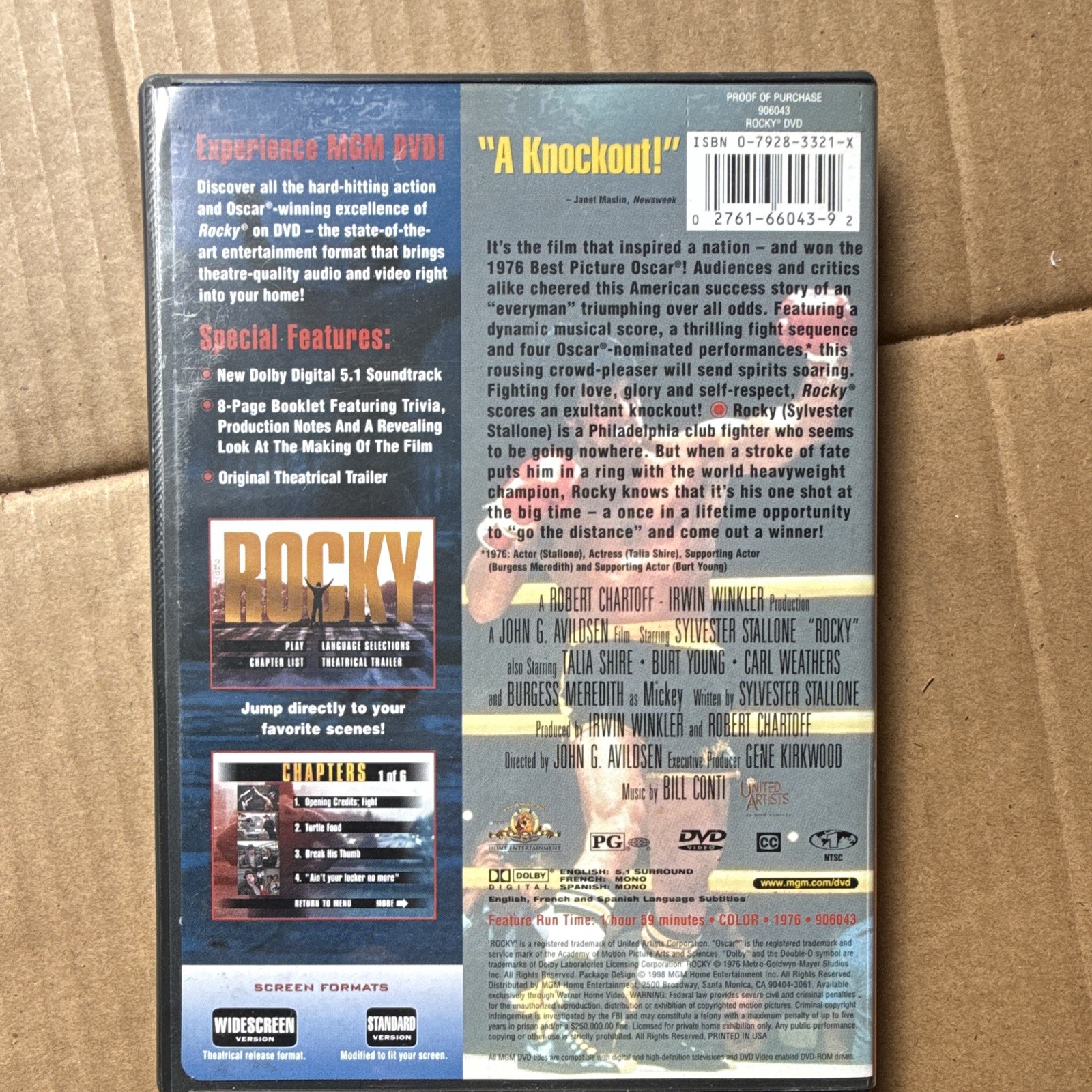 MGM Rocky DVD PG 1976 119min Widescreen Stallone John G. Avildsen NTSC