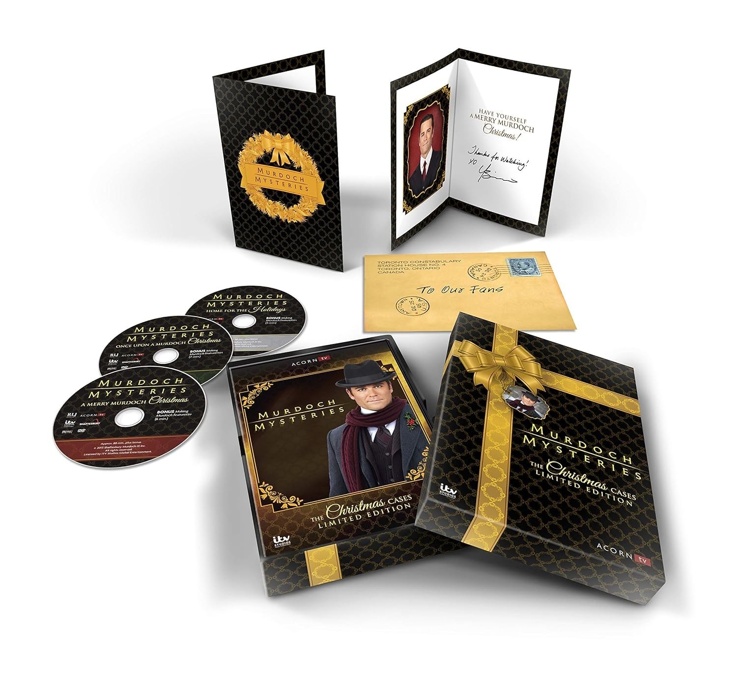 Murdoch Mysteries Christmas Cases Collection Limited Edition 3 Disc DVD Set NEW