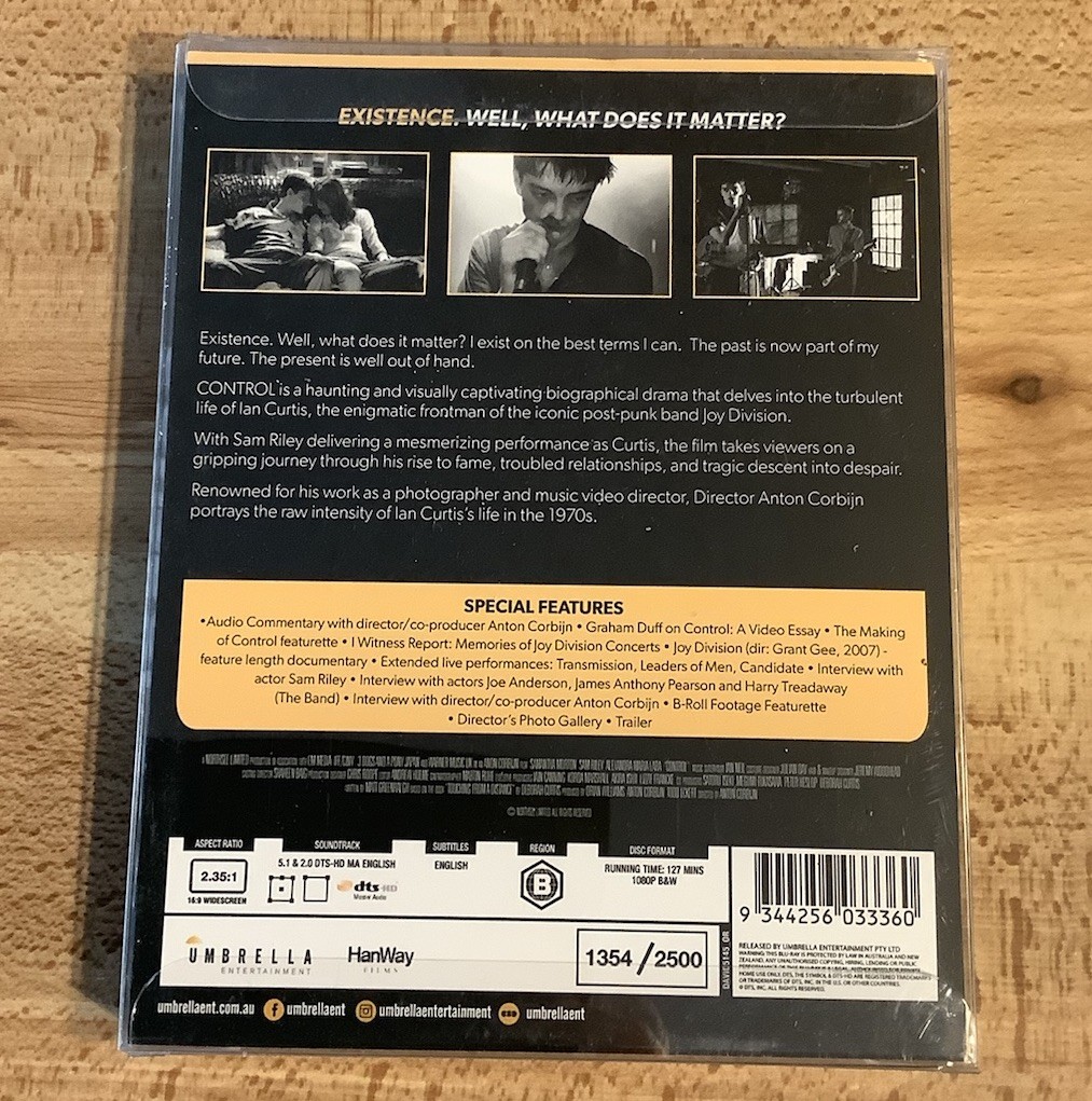 CONTROL (Blu Ray) Limited Edition 2500 Joy Division Ian Curtis Anton Corbijn