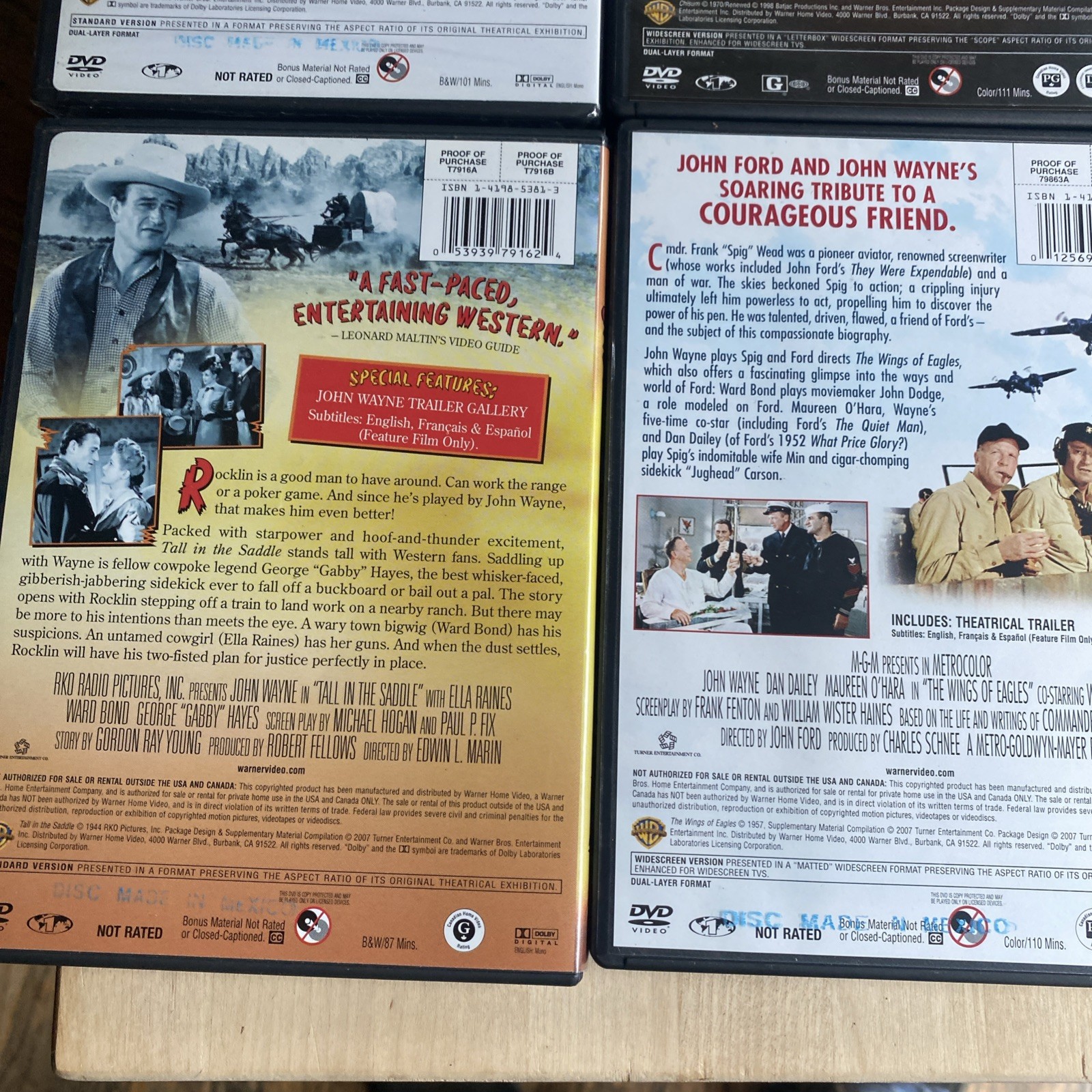 Lot of 9 – John Wayne Classic Films DVD’s – WB John Wayne Collection – Nice