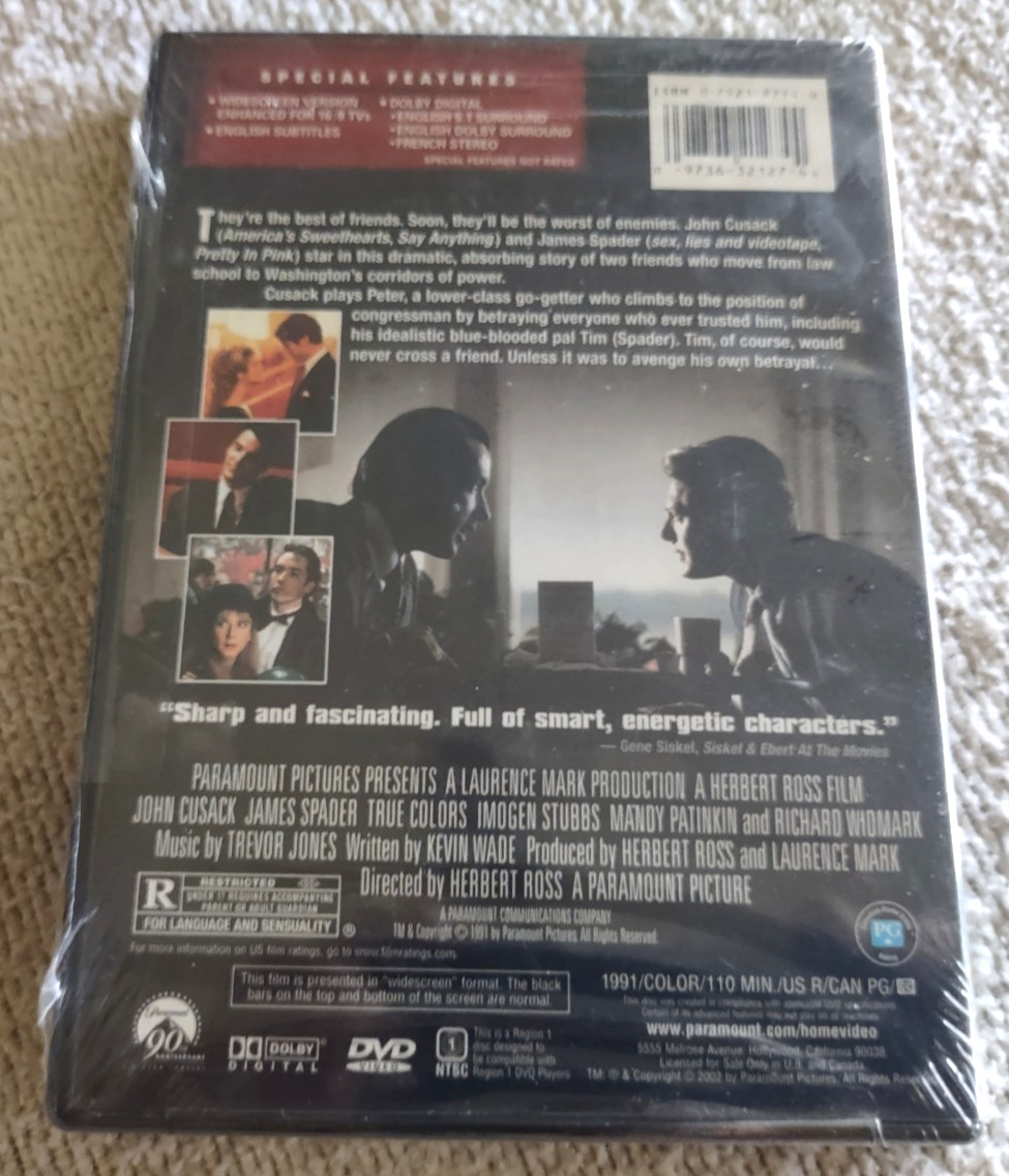 True Colors (DVD, 2002) Brand New Sealed John Cusack James Spader