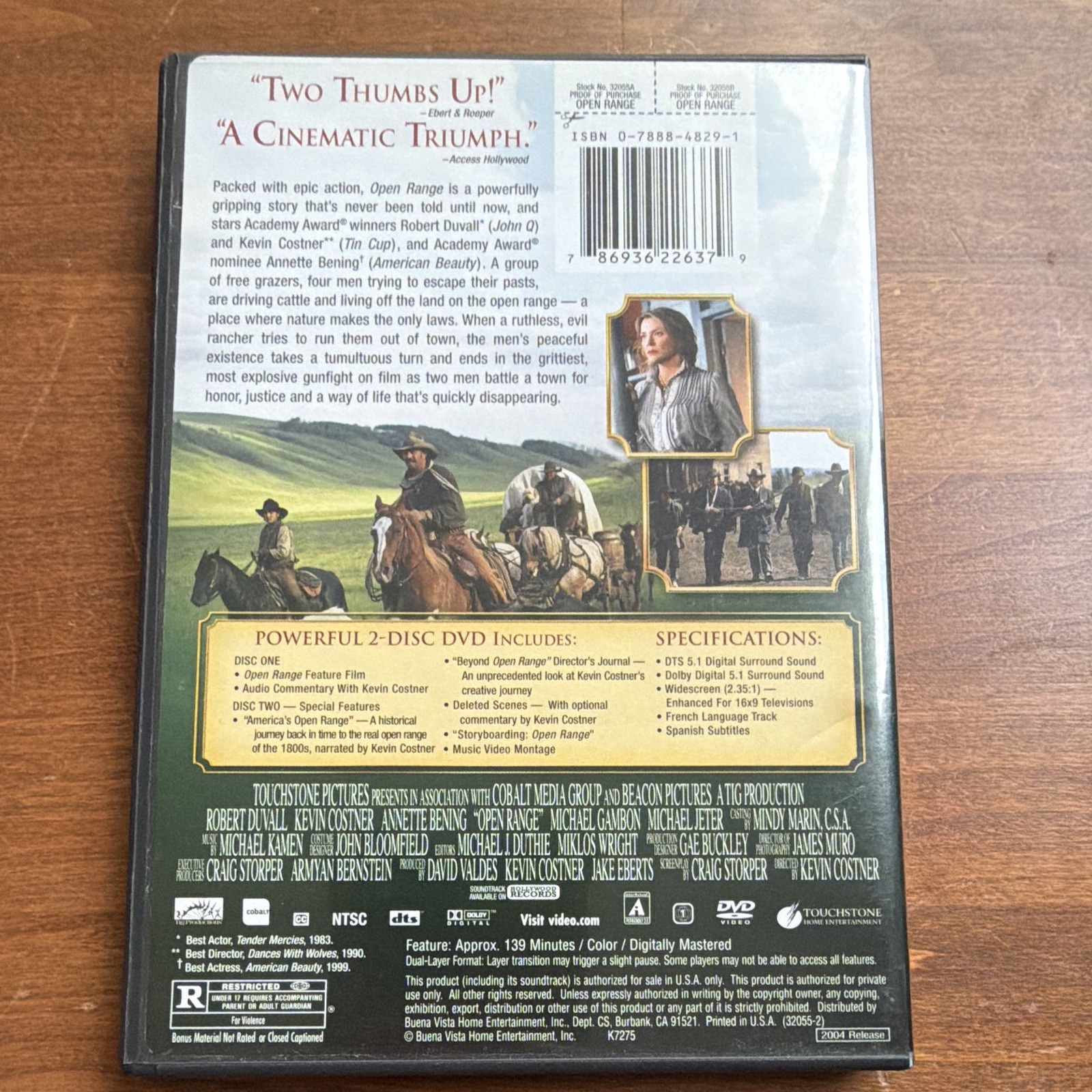 Touchstone Pictures Open Range DVD 2004 Western R 139 Min Widescreen Subs