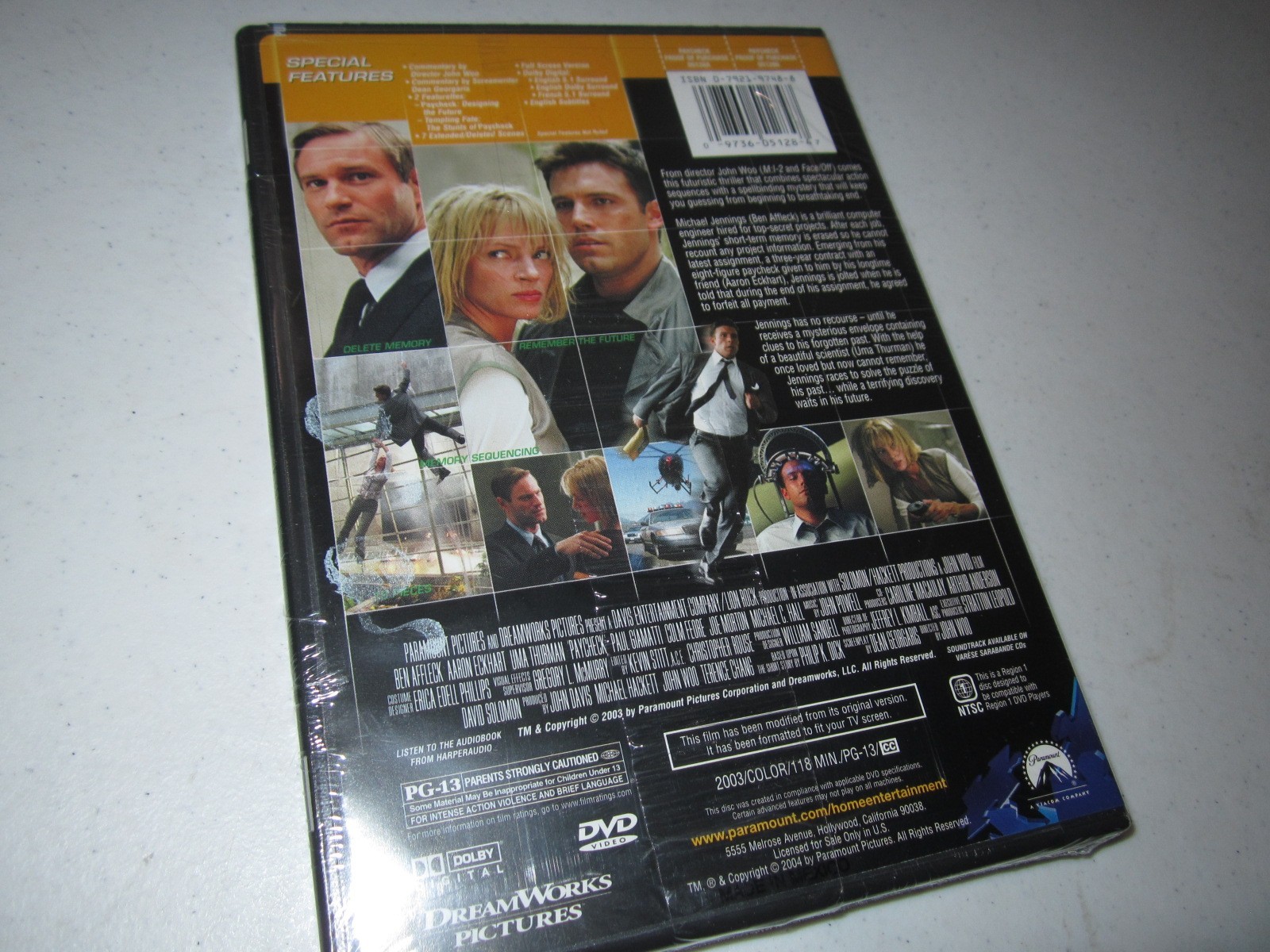 Paycheck (2003) (Ben Affleck) (Sci-Fi/ Action) 4 HRS Bonus DVD (New Sealed)