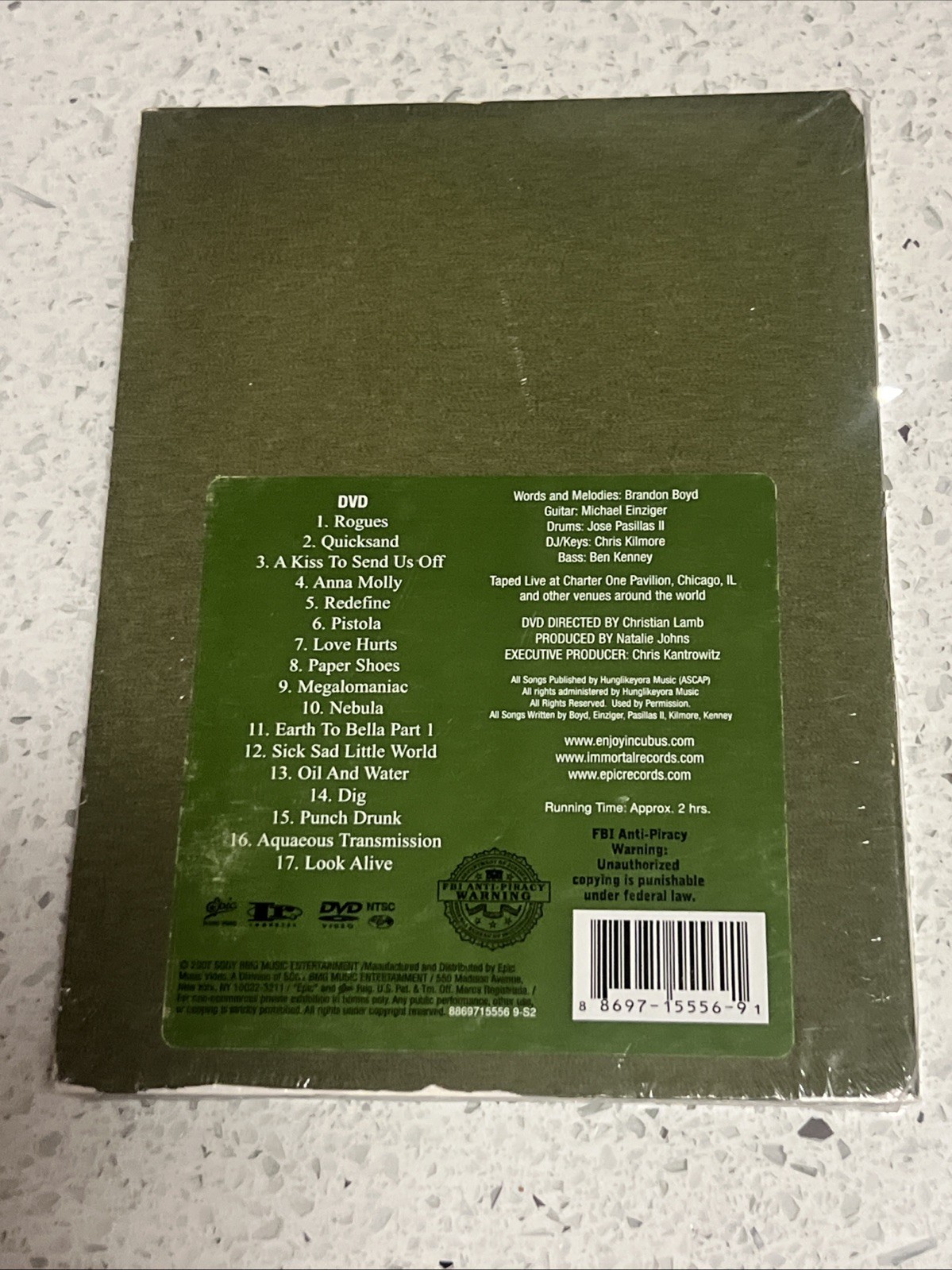 DVD – Incubus Look Alive No. 006 Epic Records Traveller’s Companion (2007) NEW