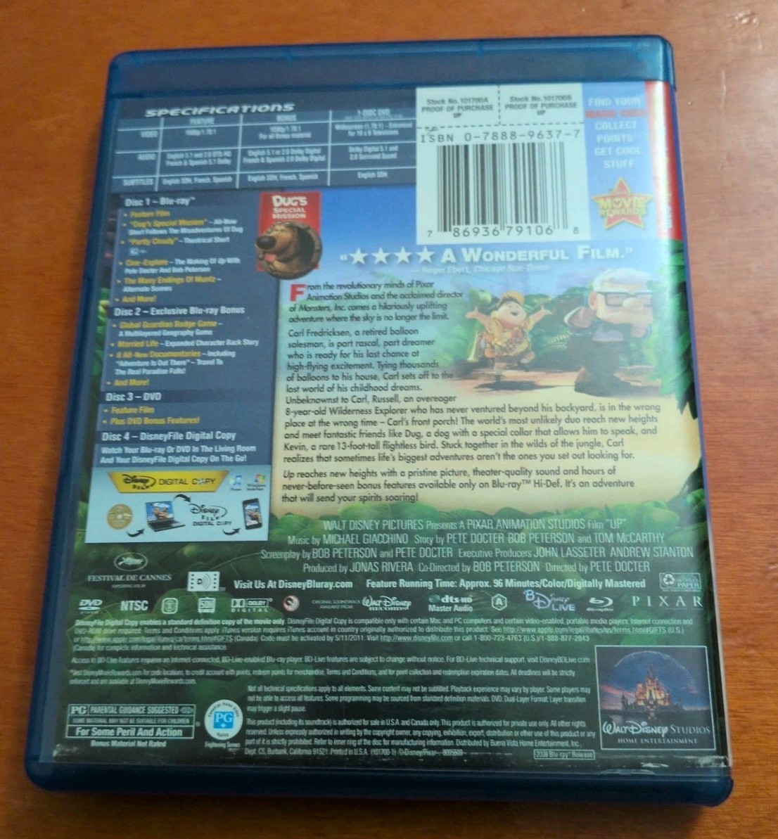 Up Blu-ray Disney Pixar Pete Docter John Lasseter Andrew Stanton Bob Peterson