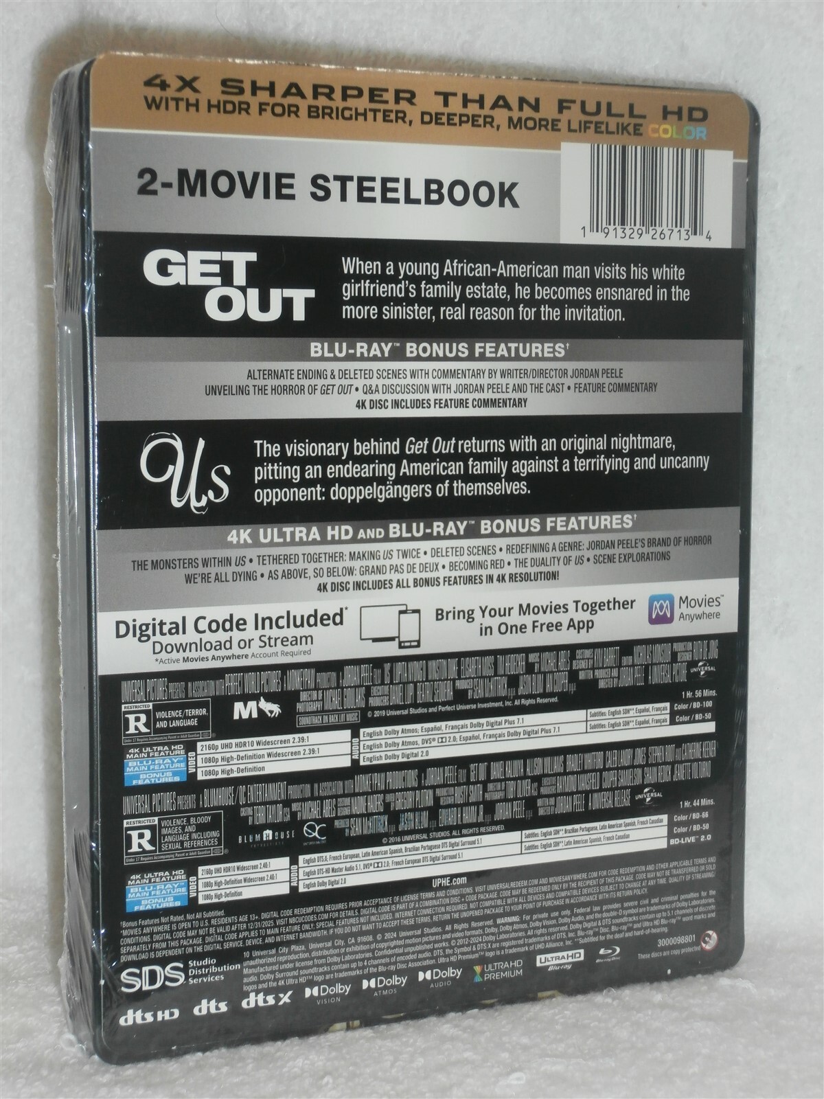 Get Out / Us Double Feature (4K/Blu-ray, 2024, STEELBOOK) Jordan Peele horror NE