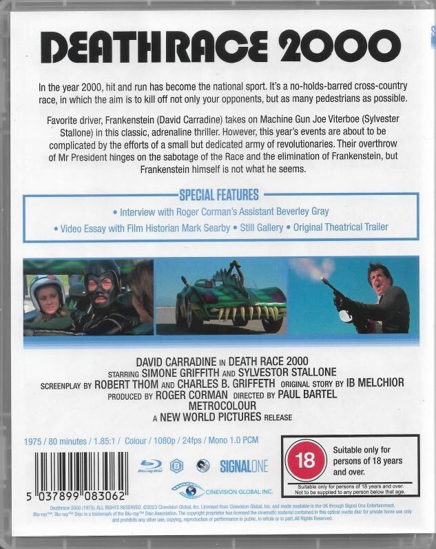 DEATH RACE 2000 (1975) Sylvester Stallone Blu-Ray BRAND NEW (USA Compatible)