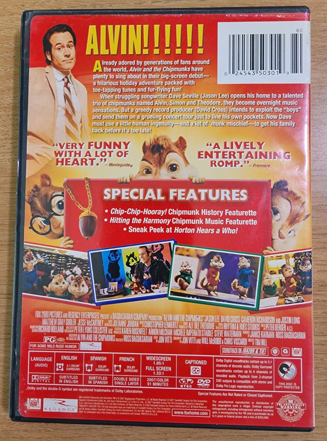 Alvin and the Chipmunks (DVD, 2008; Dual Side)