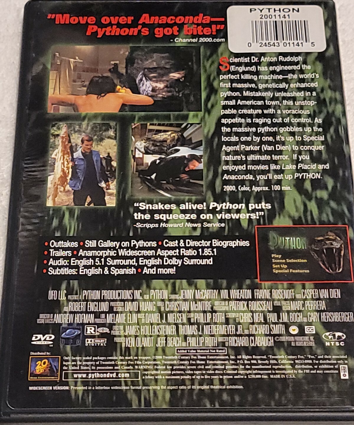 Python DVD Robert Englund Made-for-TV Sci-Fi Horror Rare oop