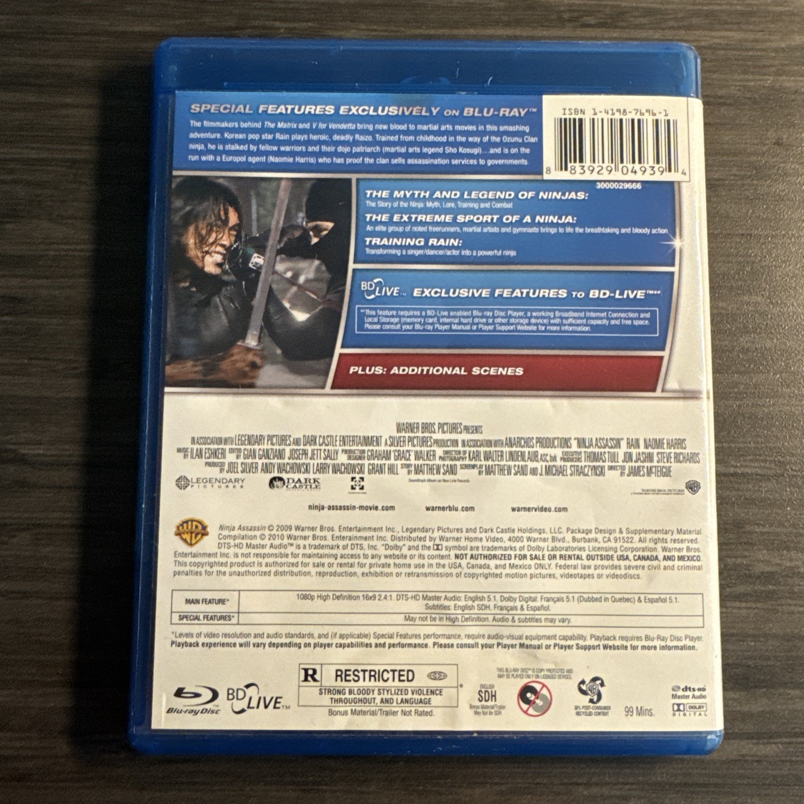Ninja Assassin Blu-ray 2009 Warner Bros Naomie Harris Legendary Pictures