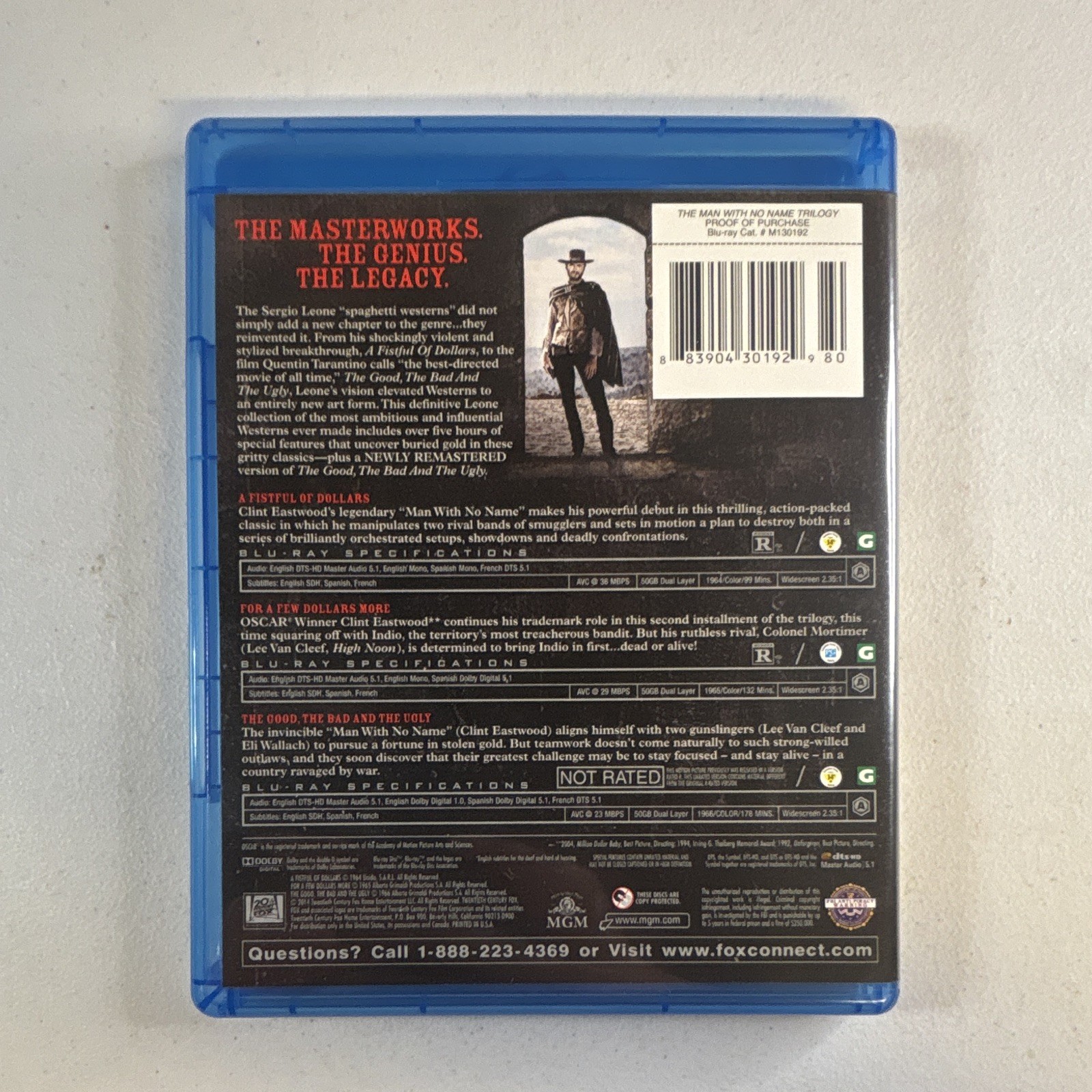 MGM The Man with No Name Trilogy Blu-ray R Remastered Clint Eastwood Leone