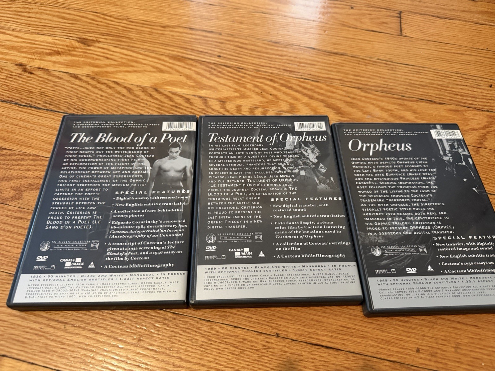 Orphic Trilogy (The Criterion Collection) 3 DVD Set Region 1 Excellent