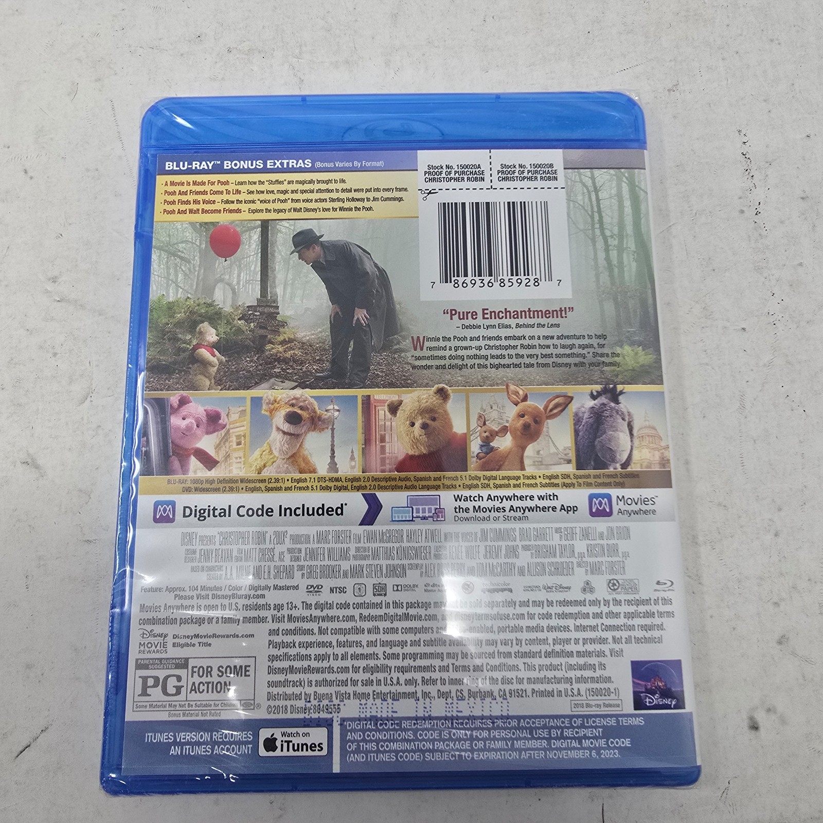 Christopher Robin Blu-ray Disc/DVD/Digital NEW SEALED