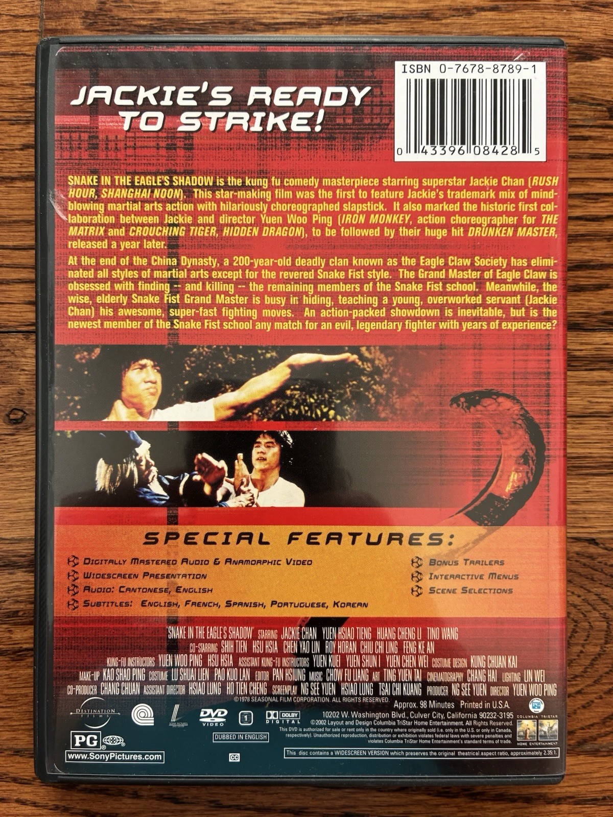Snake in the Eagle’s Shadow (1978) DVD, 2002 Jackie Chan – NEW & FACTORY SEALED