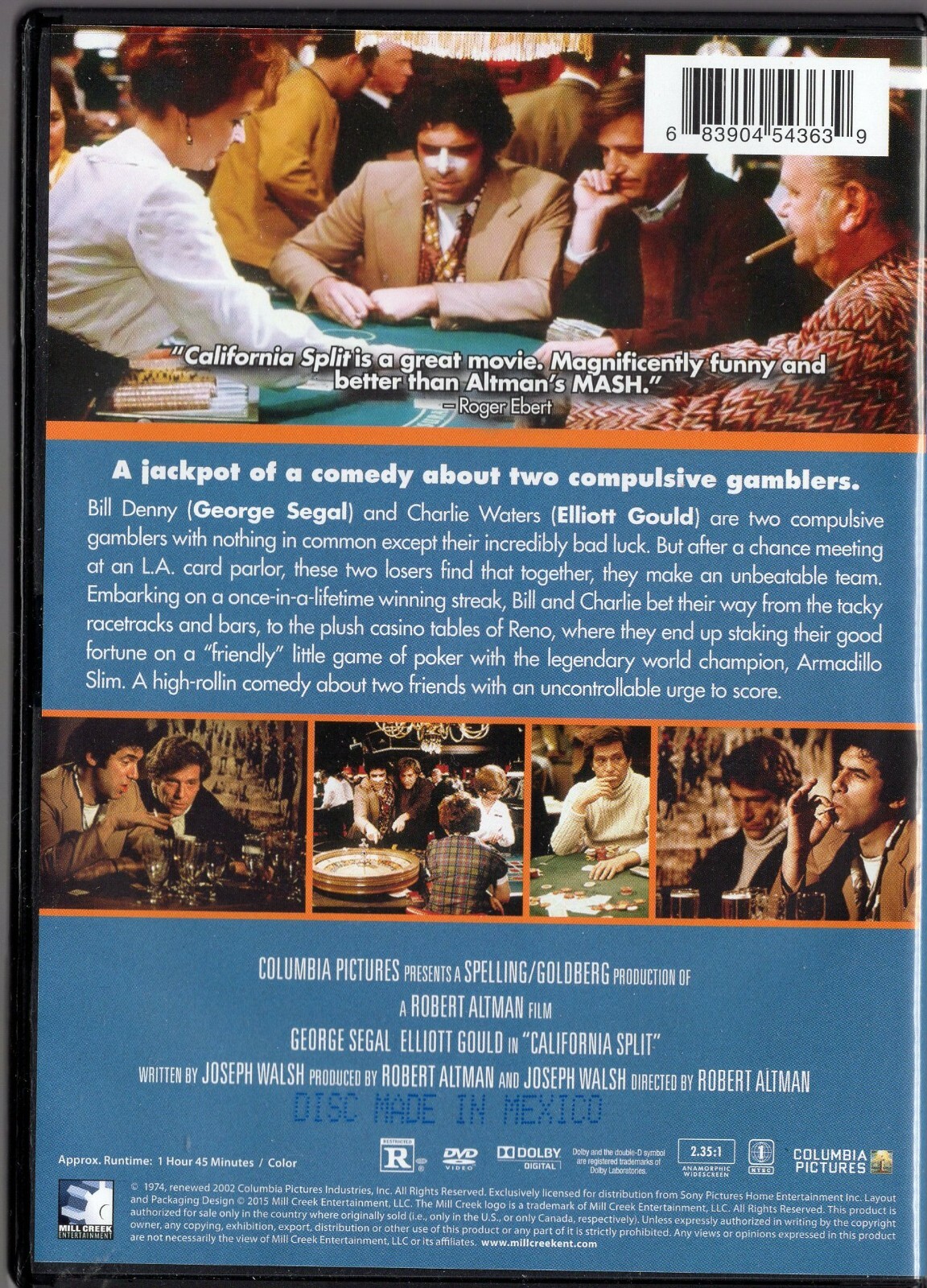 California Split (DVD) George Segal, Elliott Gould -Compulsive Gamblers NEW