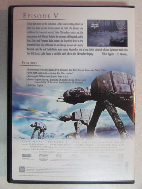 THE EMPIRE STRIKES BACK WIDESCREEN 2:35:1 DIGITALLY MASTERED THX USED 2004 DVD