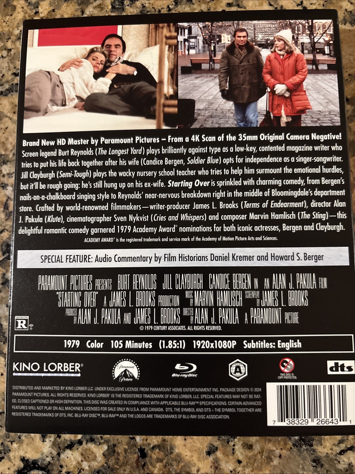 Starting Over Blu-ray (1979, Kino Lorber) Burt Reynolds with Slipcover Mint