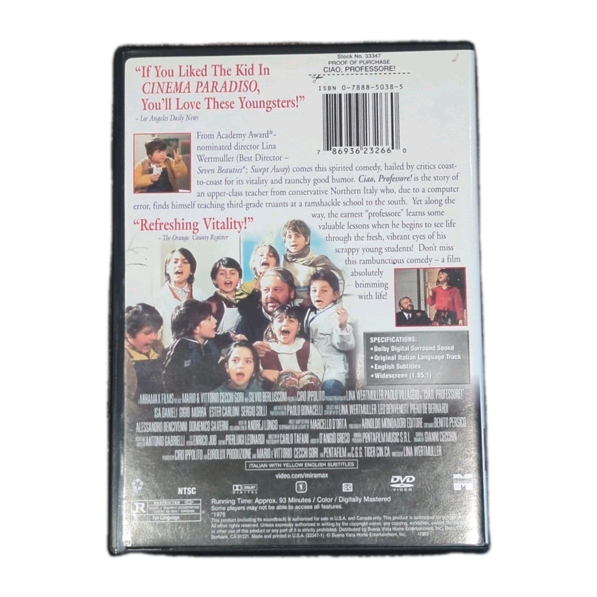 Ciao Professore DVD 2004 Lina Wertmuller Italian Comedy Drama Foreign Language