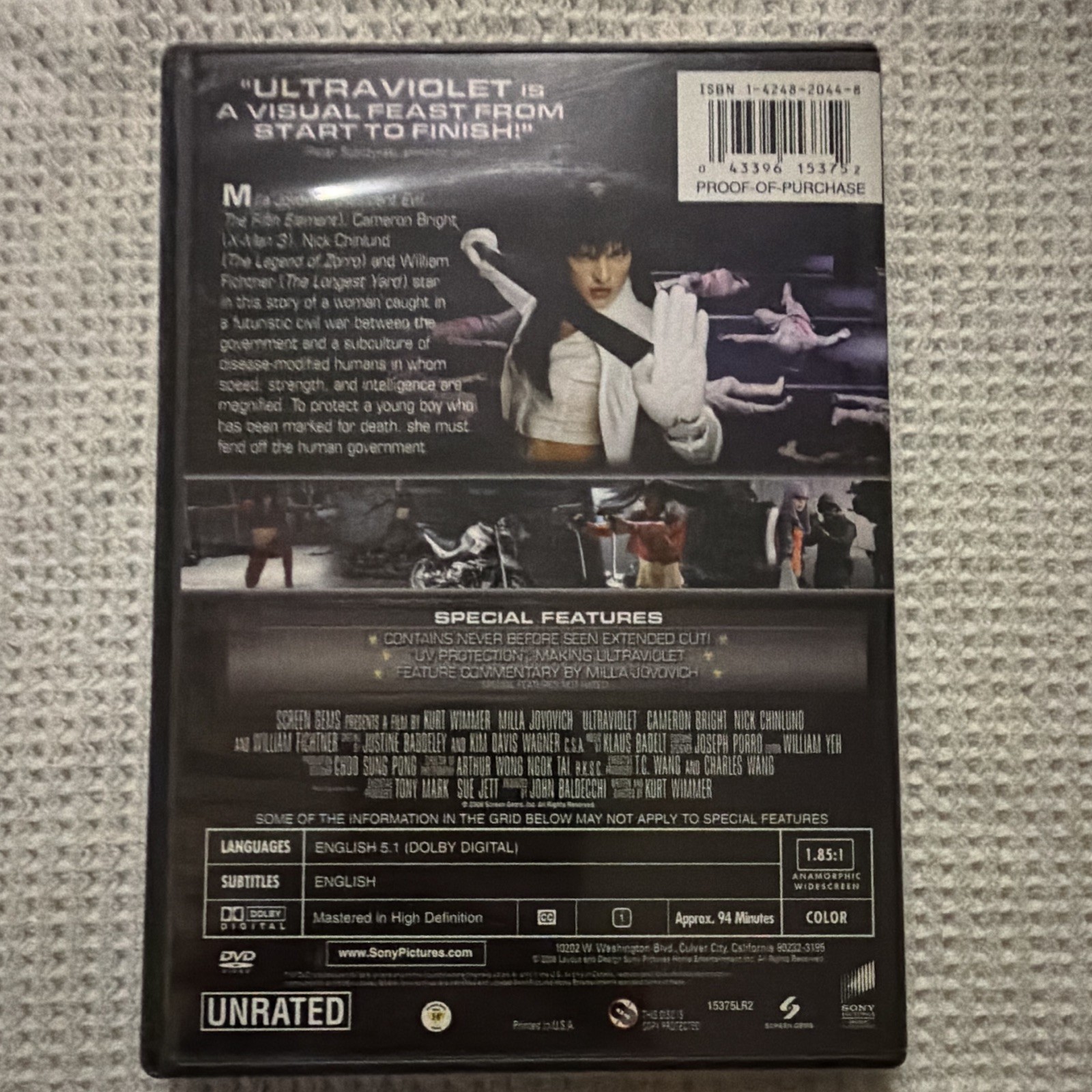 Ultraviolet DVD Unrated Extended Cut NR 2006 English Subs Widescreen 94 min