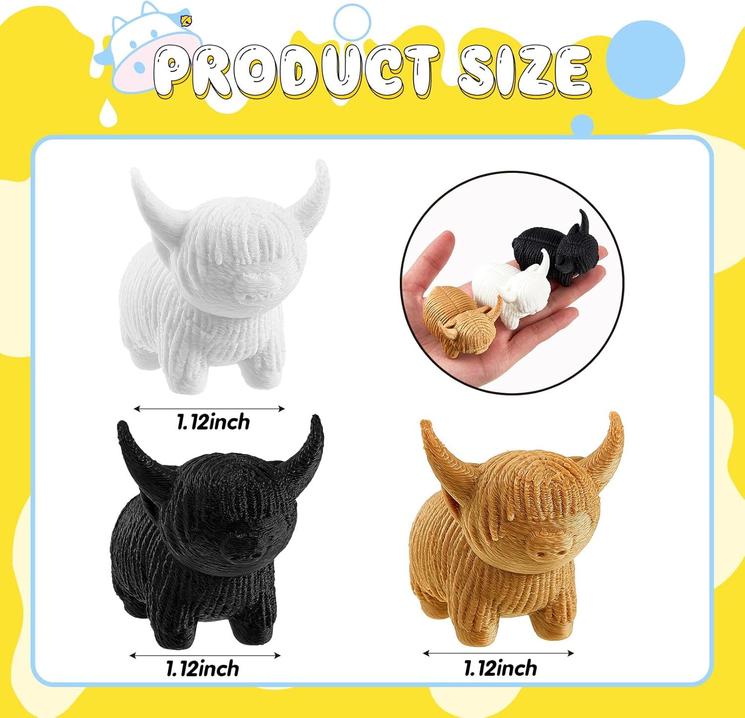 Henoyso 3 Pcs Highland Cow Figurine Decor Gift Cow…