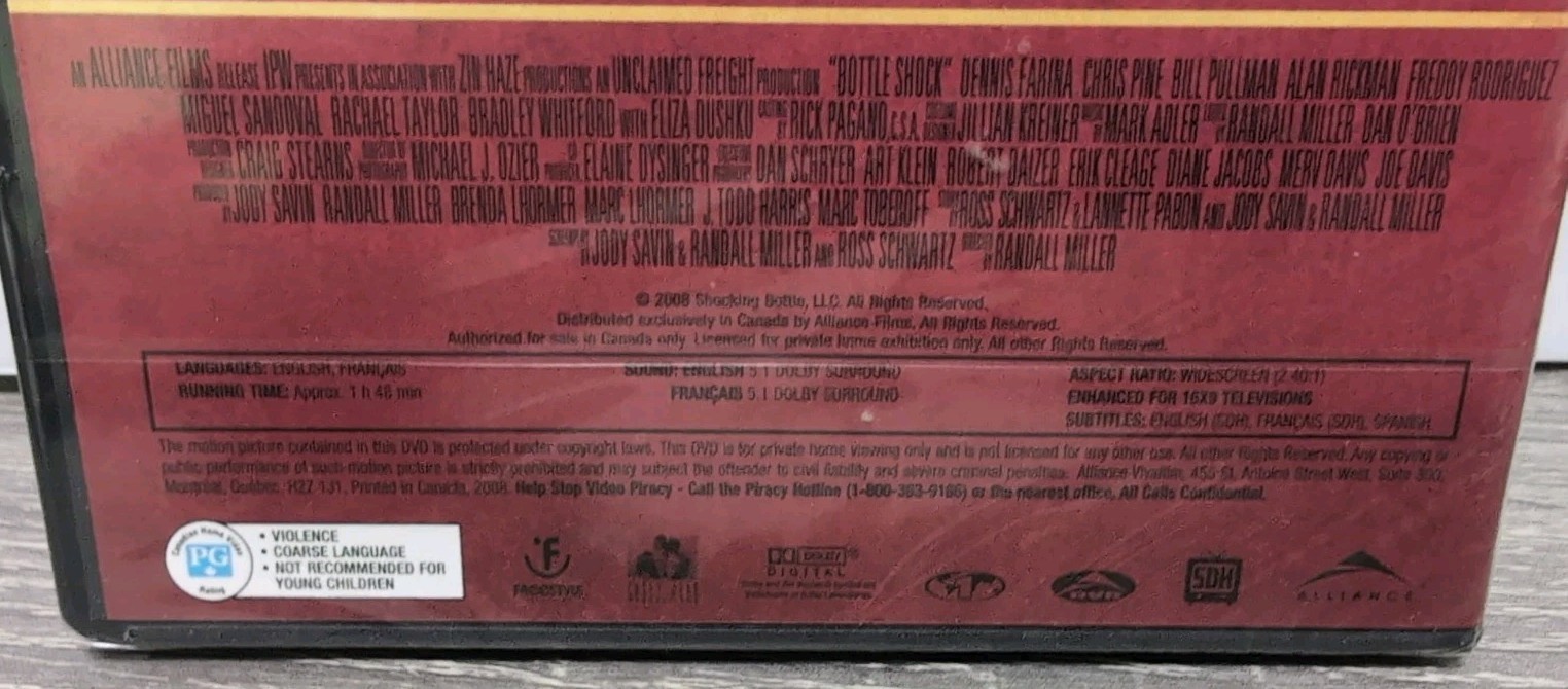 Bottle Shock DVD New